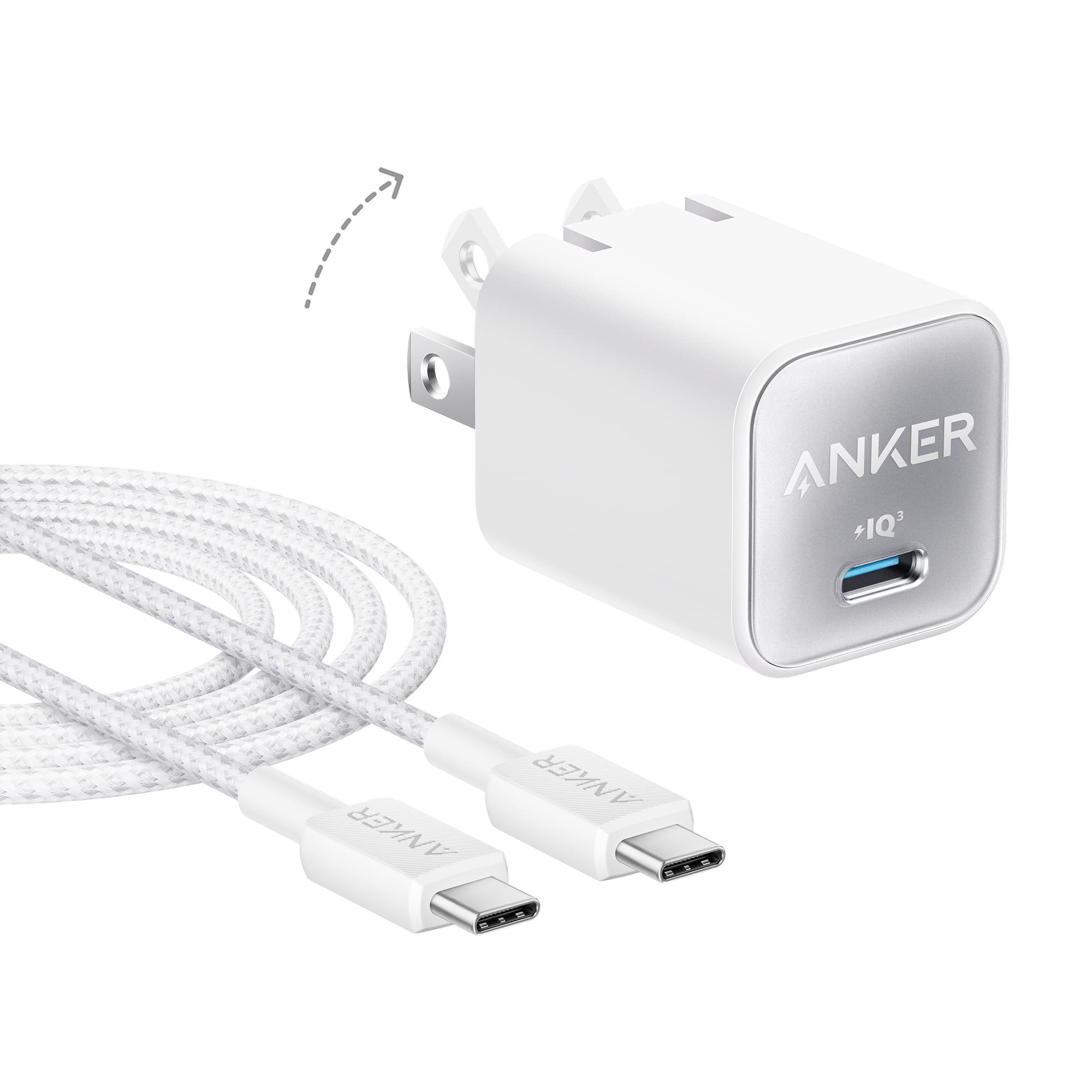 Anker Nano USB C Charger Block, 30W PIQ 3.0 Foldable iPhone Charger Fast Charging for iPhone 17/16 Series, Galaxy, iPad, Compati