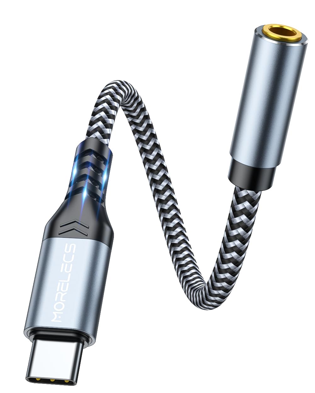 USB C to 3.5mm Audio Adapter - Headphone Jack to USB-C Dongle, Hi-Res DAC Type-C to Aux Female Adapter for Car & Home Stereo, Co