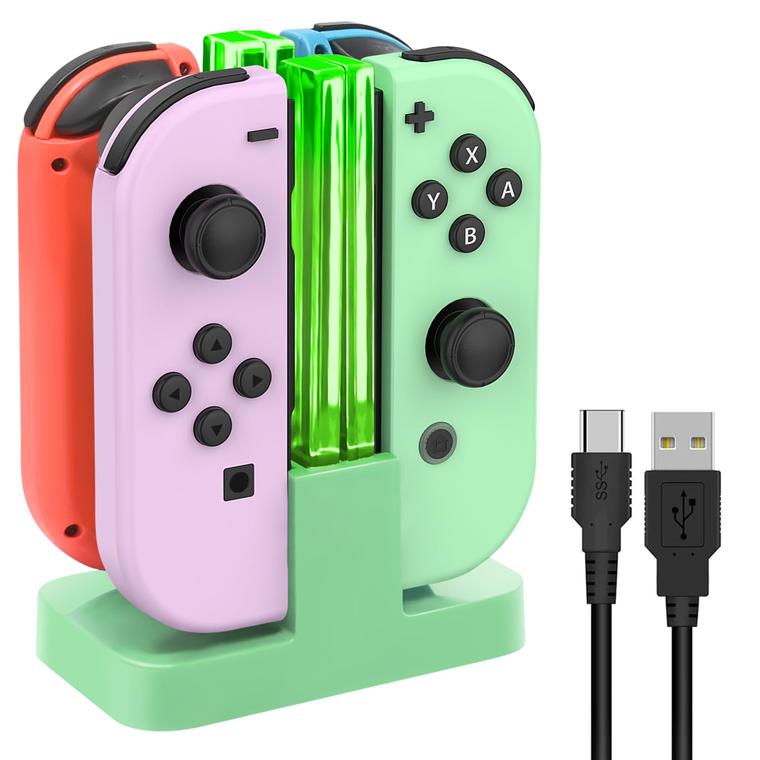 Charging Dock Replacement For Switch & Switch Oled For Joy Con, Charging Station For Switch With A Usb Type C Charging Cord  Gre