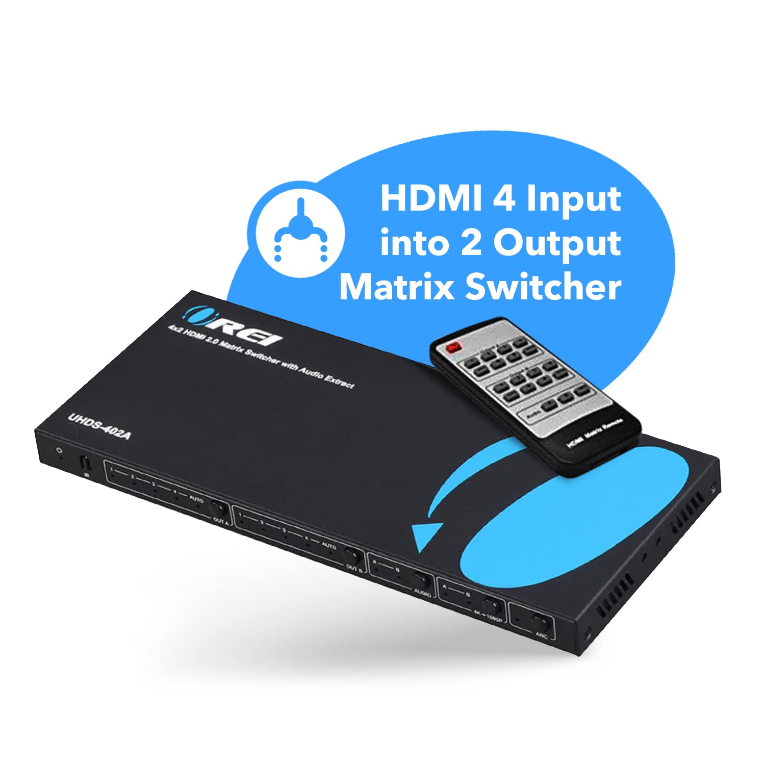 Orei 4K Hdmi Matrix Switch 4 X 2, Switcher 18G Ultrahd With Arc Supports Upto 4K @ 60Hz & 1080P Ir Audio Extractor Arc Edid Hdcp