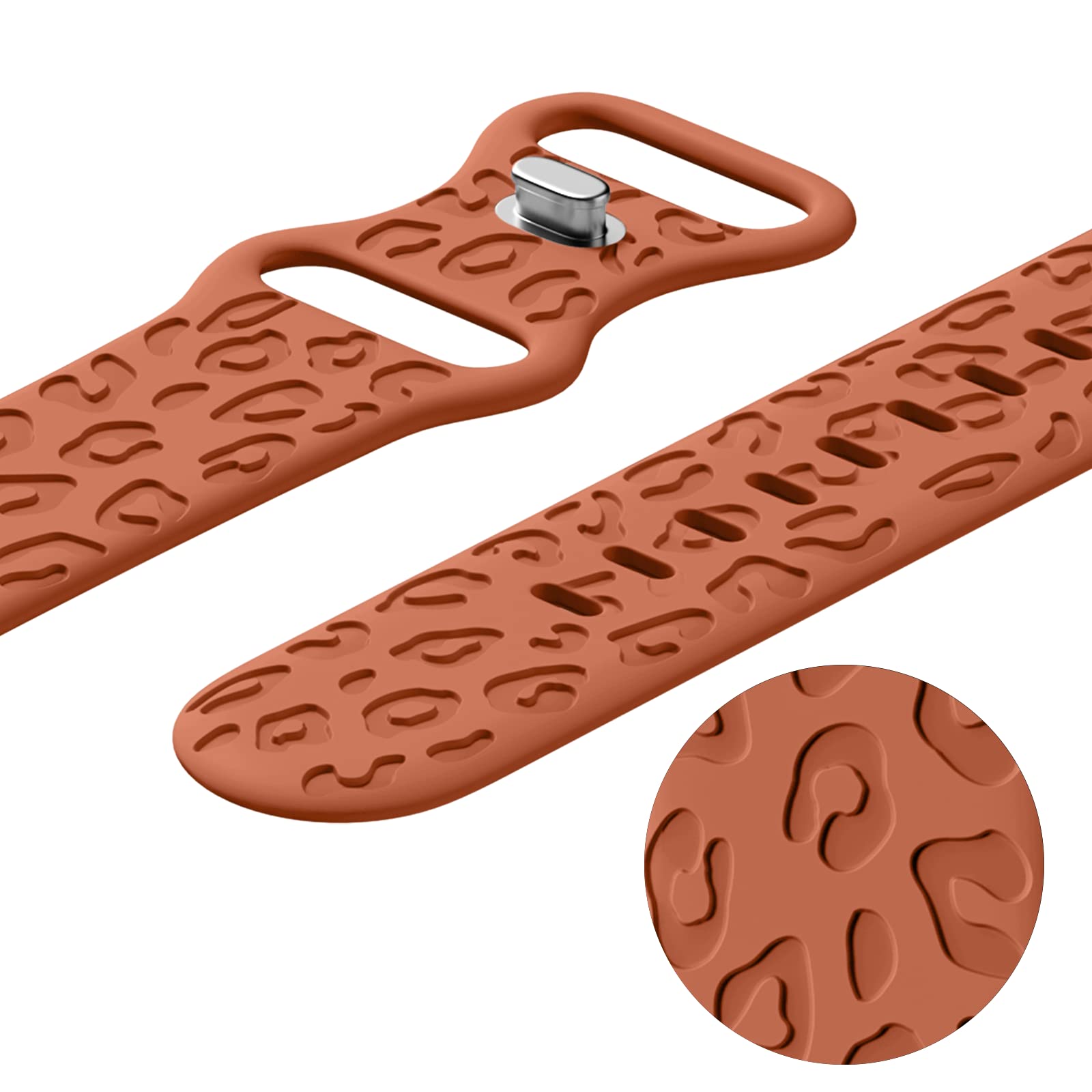 Creategreat Engraved Bands Compatible With Apple Watch Band 41Mm 40Mm 38Mm, Leopard Carve Pattern Soft Silicone Strap Compatible