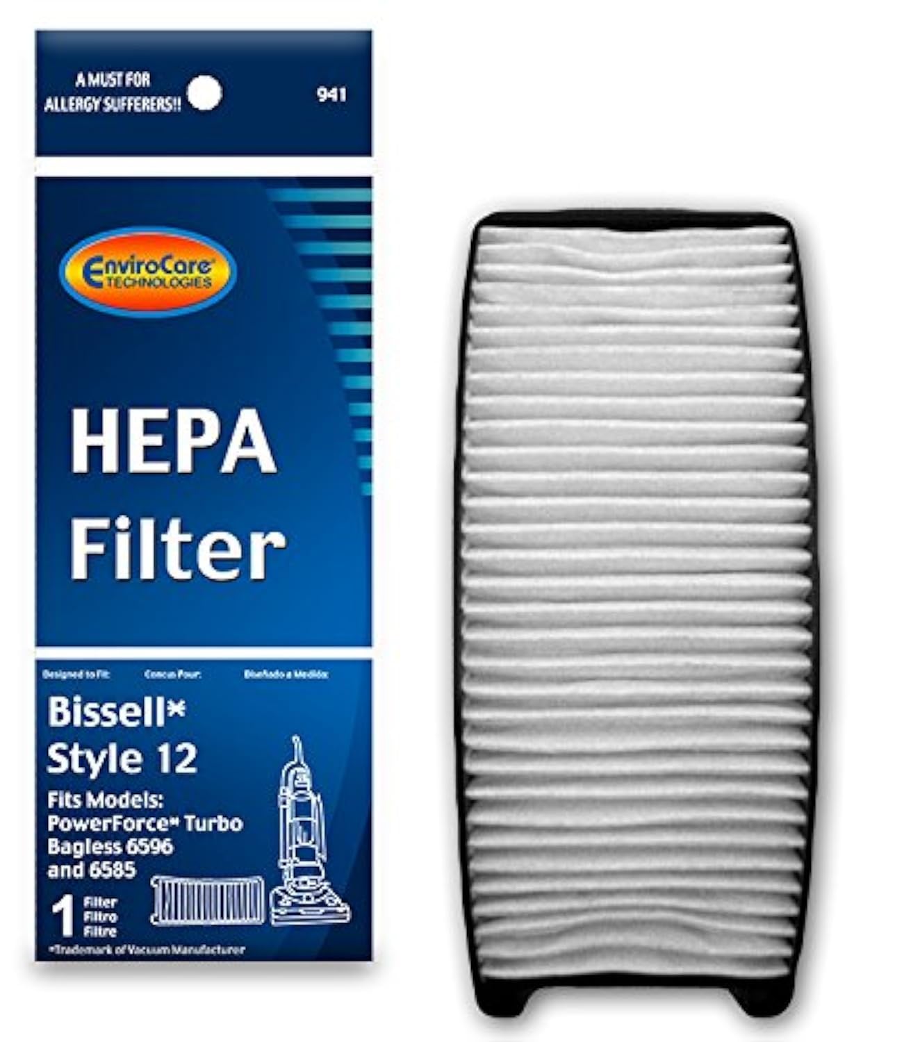Envirocare Replacement Hepa Vacuum Filter Designed To Fit Bissell Style 12 Uprights