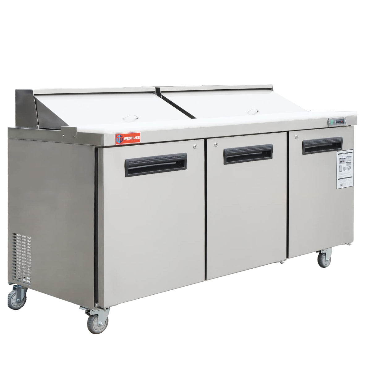Westlake 72'' W 3 Door Refrigerator Sandwich&Salad Prep Table Commercial Stainless Steel Counter Fan Cooling Refrigerator With 1