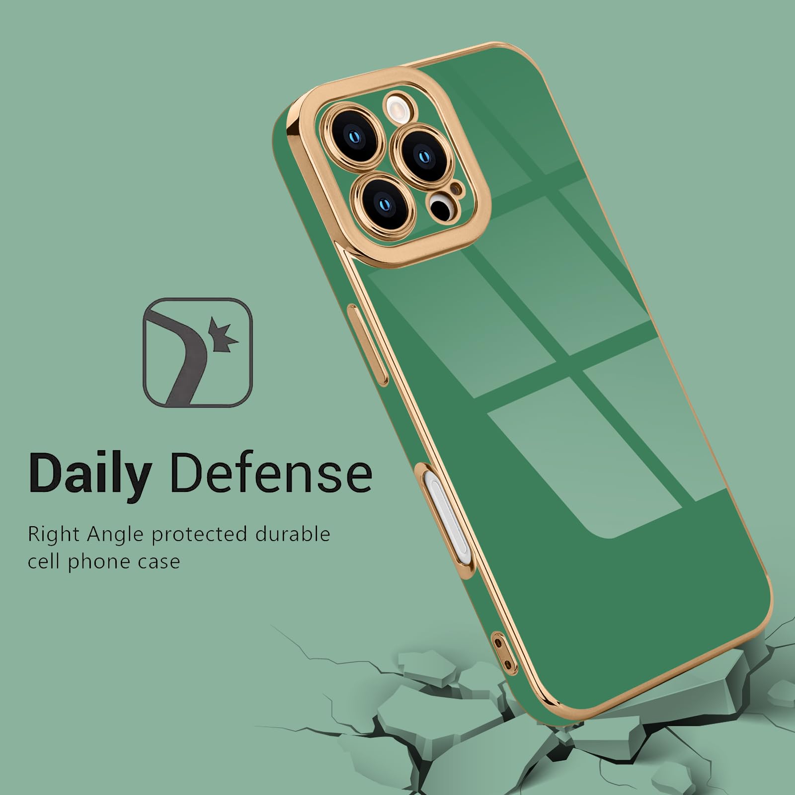 Lafunda Designed For Iphone 16 Pro Case Cute, Luxury Plating Case For Women Girls Elegant Gold Edge Tpu Bumper Cover With Camera