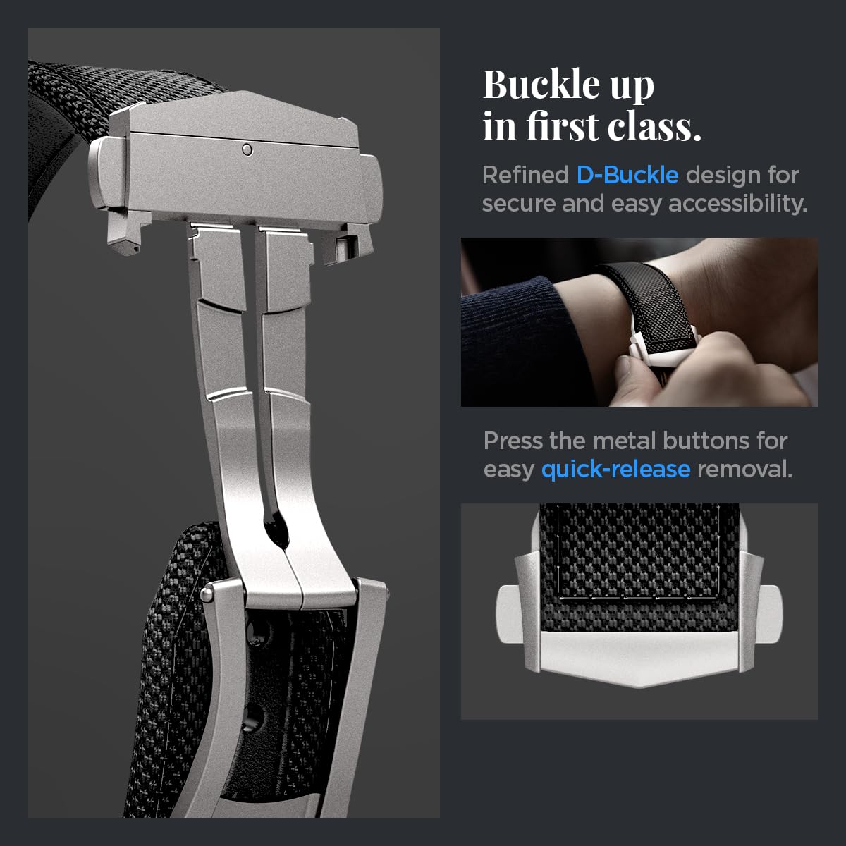 Spigen Classic Fit D-Buckle Strap Designed For Apple Watch Band Compatible With Ultra 2/1 49Mm, Series 10 46Mm, 9/8/7 45Mm, Se2/