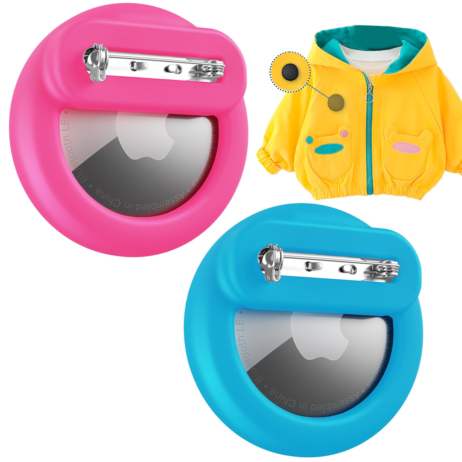 Apple Airtag Holder For Kids 2 Pack, Air Tags 2 Pack Apple Kids Hidden Case, Airtag Tracker Holder With Safety Pins For Children