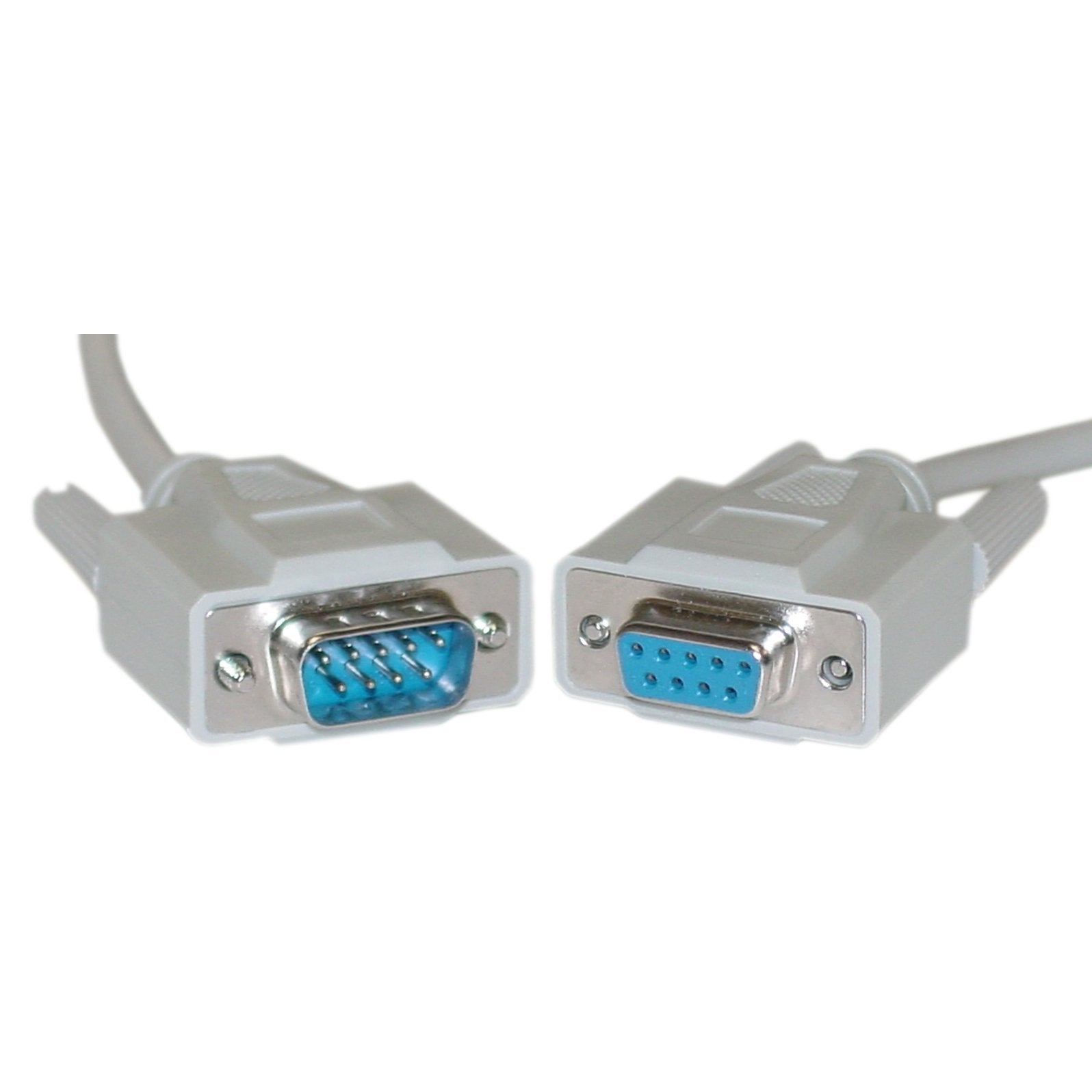 Cablewholesale 50 Feet Serial Extension Cable, Db9 Male To Female, 28 Awg, Rs232 9 Conductor, 1:1, Beige, Male To Female Serial