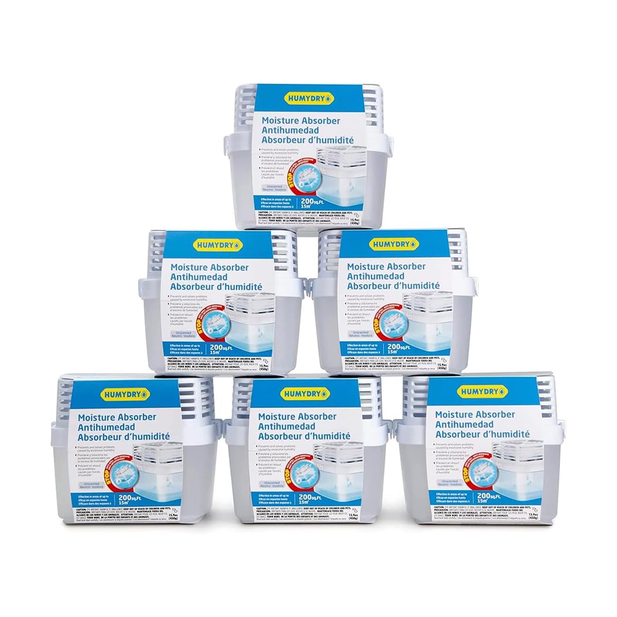 Humydry   Pack Of 6 Premium Dehumidifier Devices With 6 Moisture Absorber Refills   15.9 Oz   Fragrance Free   Ideal For Spaces