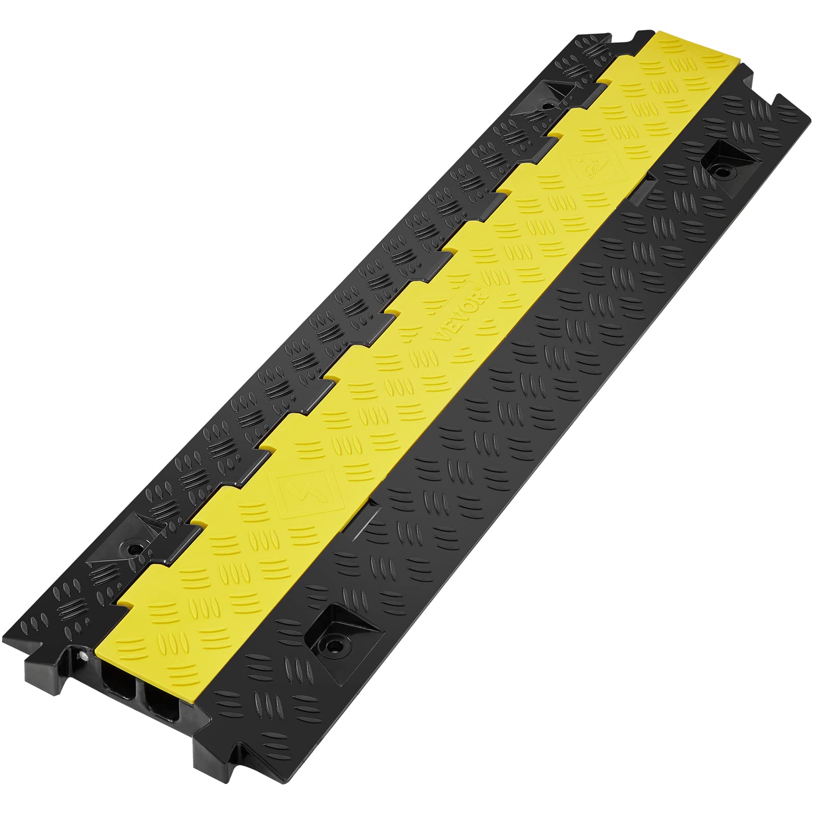 VEVOR Cable Protector Ramp, 2 Channel, 22000 lbs/axle Capacity Heavy Duty TPU Wire Cord Cover Ramp Hose Protector Ramp Driveway,