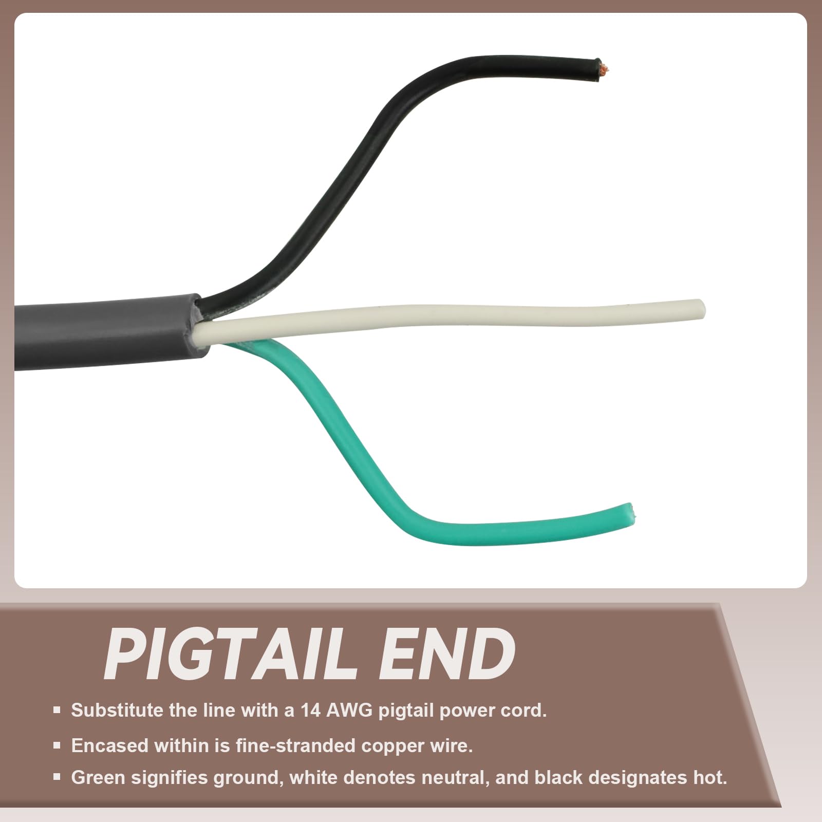 Greenprosper Industries Inc 3 Wire Appliance And Power Tool Cord, 3 Ft, 14 Awg, 15A/125V Ac, 1875W, Grey, 2Pack