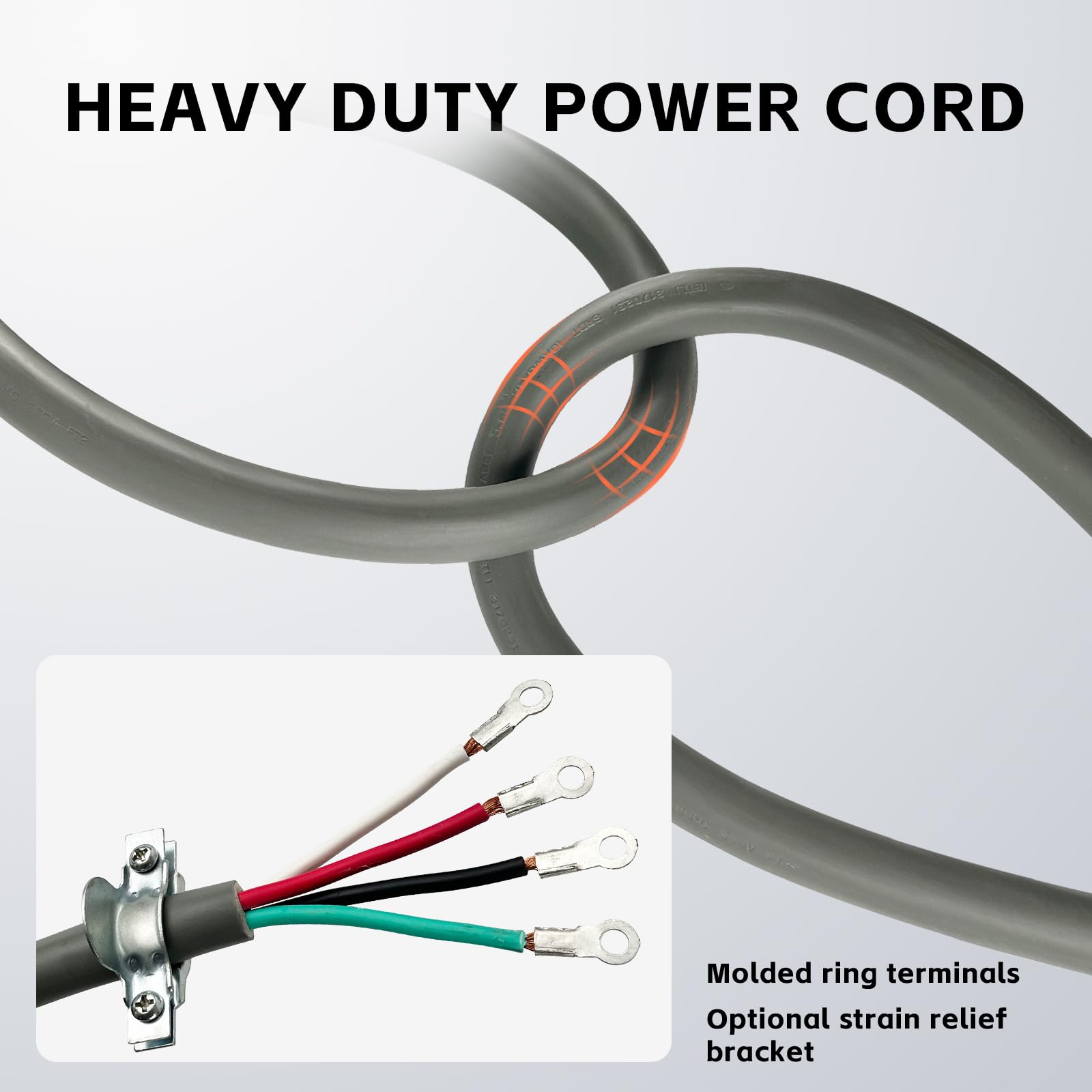 Greatide 4 Prong Dryer Cord, 4 Ft 10/4 Srdt, 30 Amp Appliance Extension Power Cord, Nema 14 30, Grey