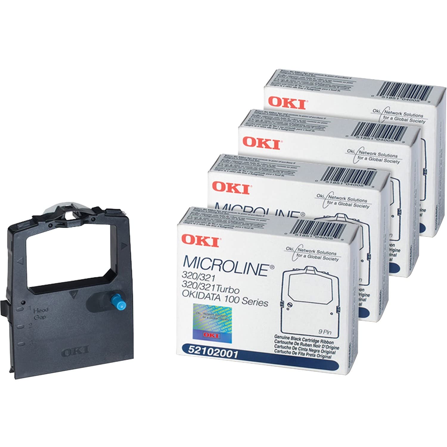 Oki 52102001Bd Matrix Nylon Printer Ribbons,F/Microline, 4/Bd, Black