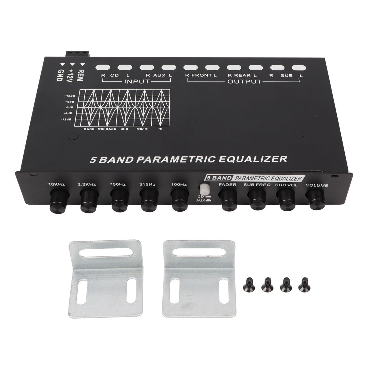Car Equalizer, Car Audio Equalizer Adjustable 5 Bands Precise Tuning Eq Tuning Crossover Amplifier Graphic Equalizer