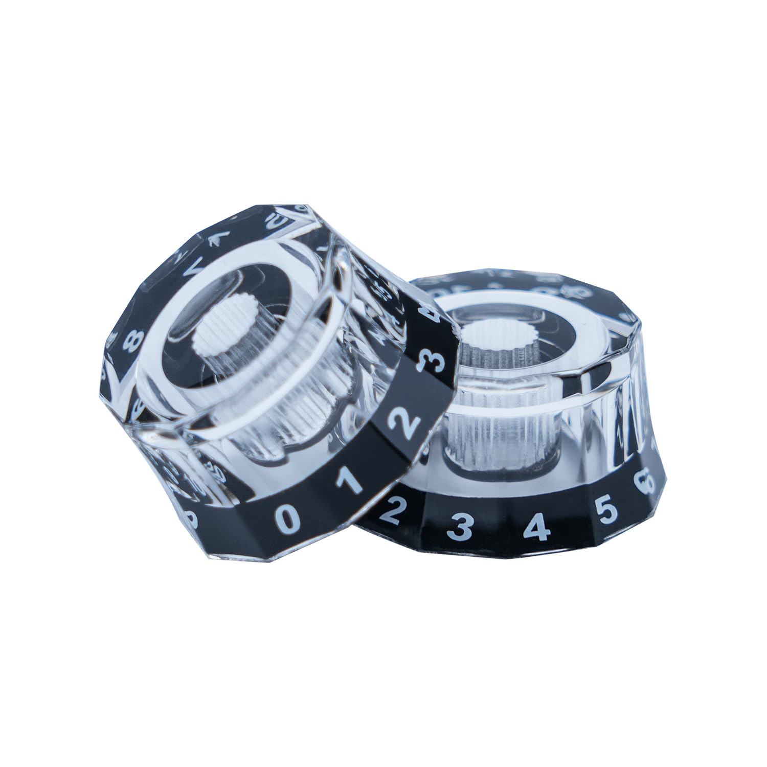 Xiyangjuan 4Pcs Electric Guitar Knobs Clear Black Dodecagon Design Speed Control Volume Tone Knobs For Prs Sg Lp Style Guitar Ac