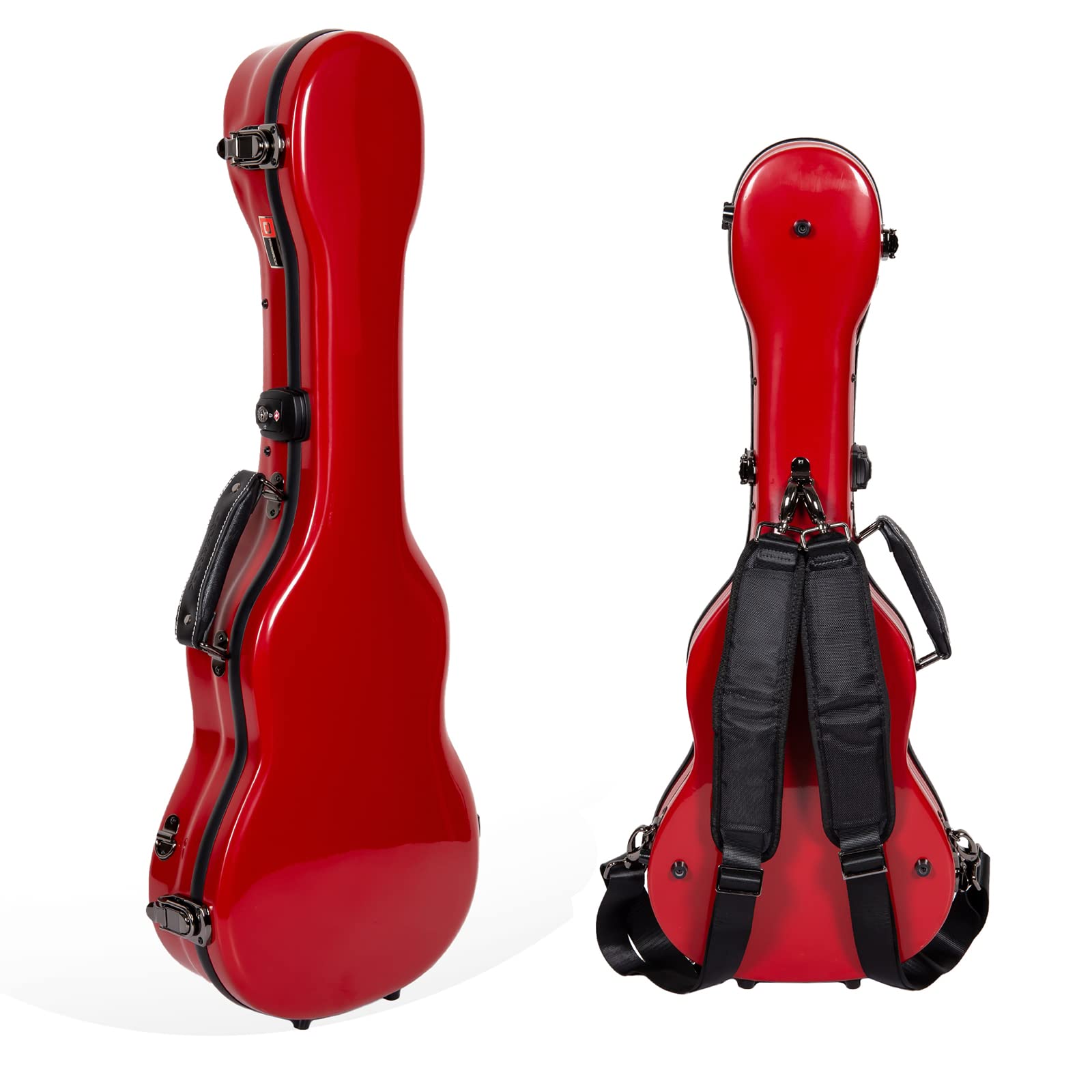 Crossrock Fiberglass Case for Baritone Ukulele with Removable Shoulder Straps & TSA Lock, Red (CRF2020BURD)