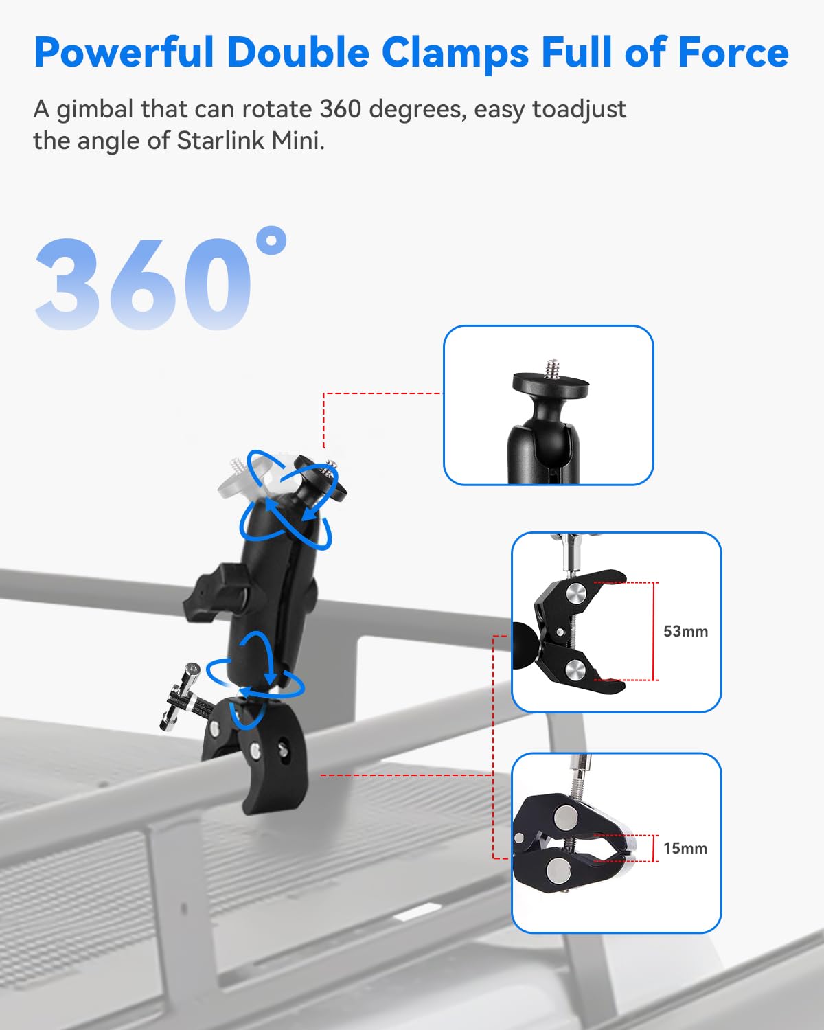 Starlink Mini Mount Kit   Adjustable Clamp Bracket For Rv, Ladders, Roof Rack, Balcony, Mobile, Ladder, Accessories For Pole, Tu