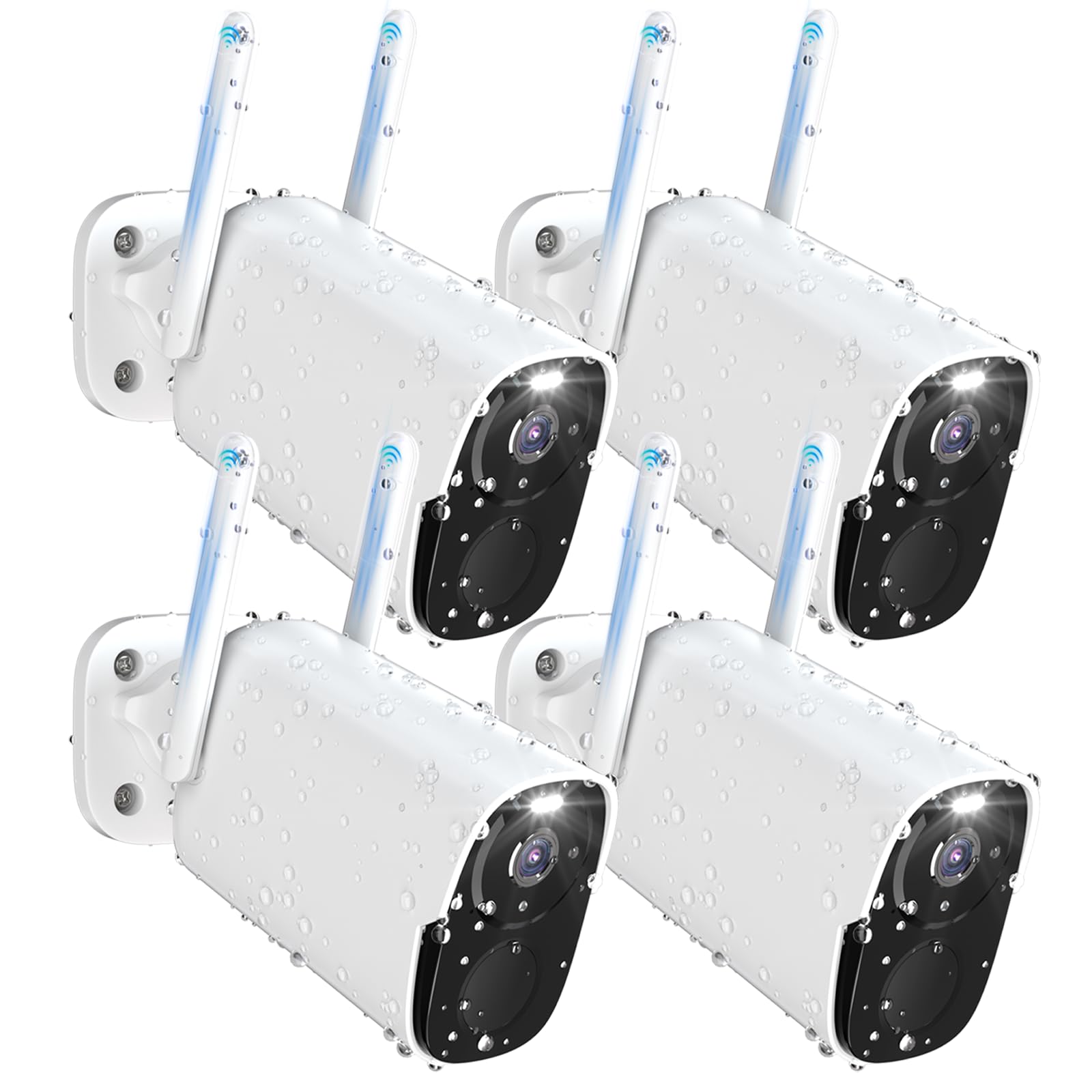 Rraycom 2K Qhd Color Night Vision Security Cameras Wireless Outdoor, 12000Mah Battery, Ip66 Waterproof, Two Way Audio, 120�Fov, Motion Sensor, Alexa Compatible 4Pack Bw4 Plus