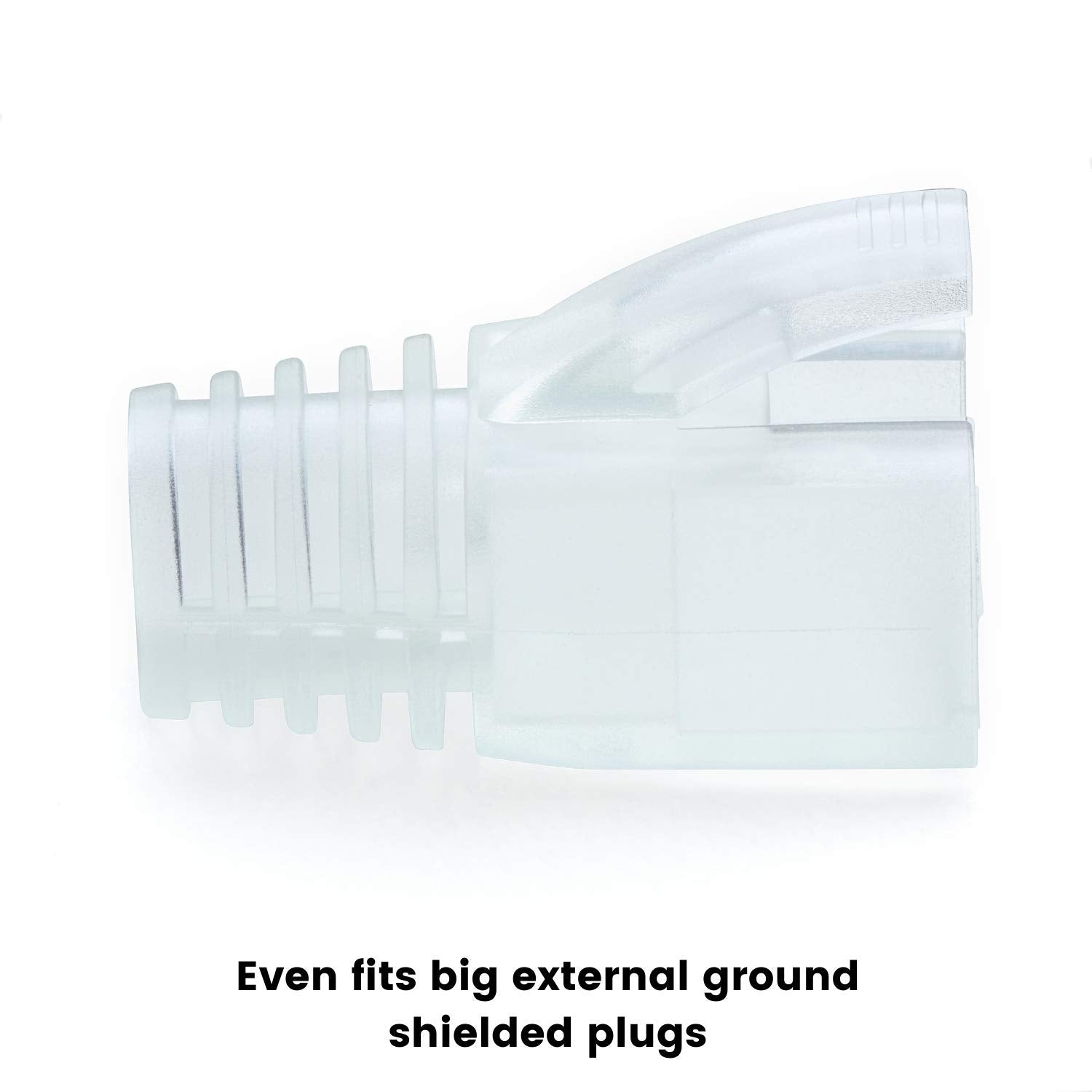 Truecable Rj45 Strain Relief Boots, 7.5Mm Slip On Pvc Plug Cover, Transparent, 100 Pieces