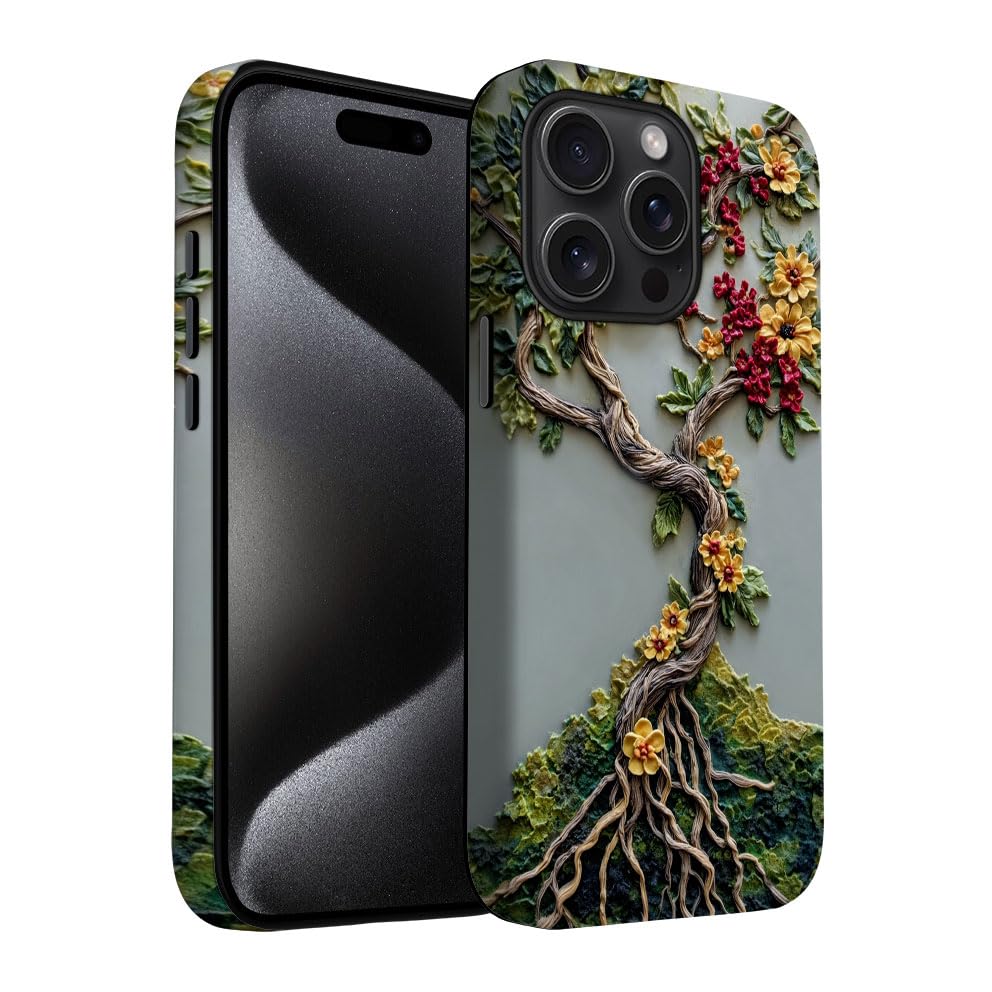 Yuzbira for iPhone 15 Pro Case | Tree of Life | Slim Drop Protection Design