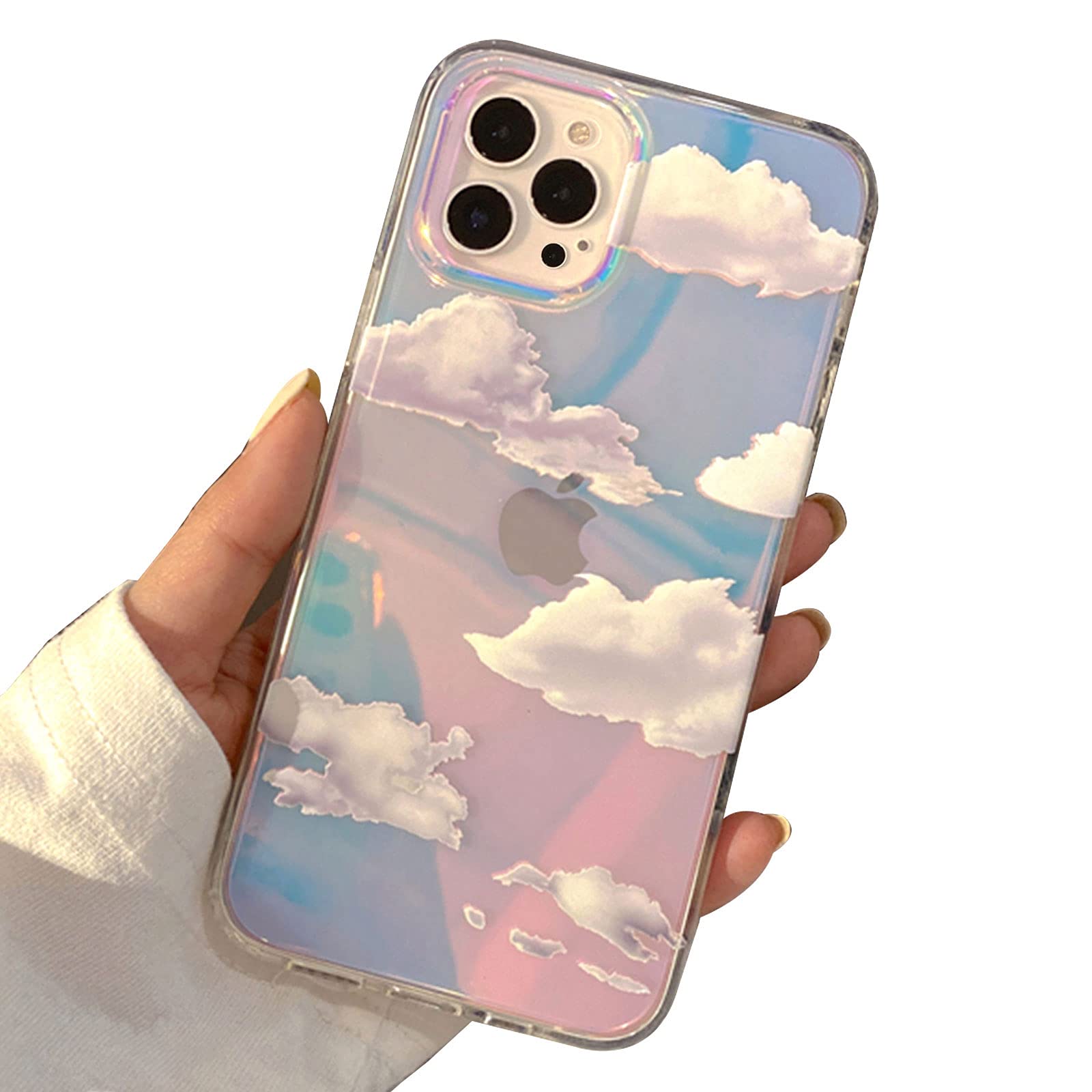 I Mgae In Ar Designed For Iphone 12 Pro Max Case 6.7 Inch 2020, Women Clear Colorful Cloud Aesthetic Color Sky Cute Slim Soft Tp