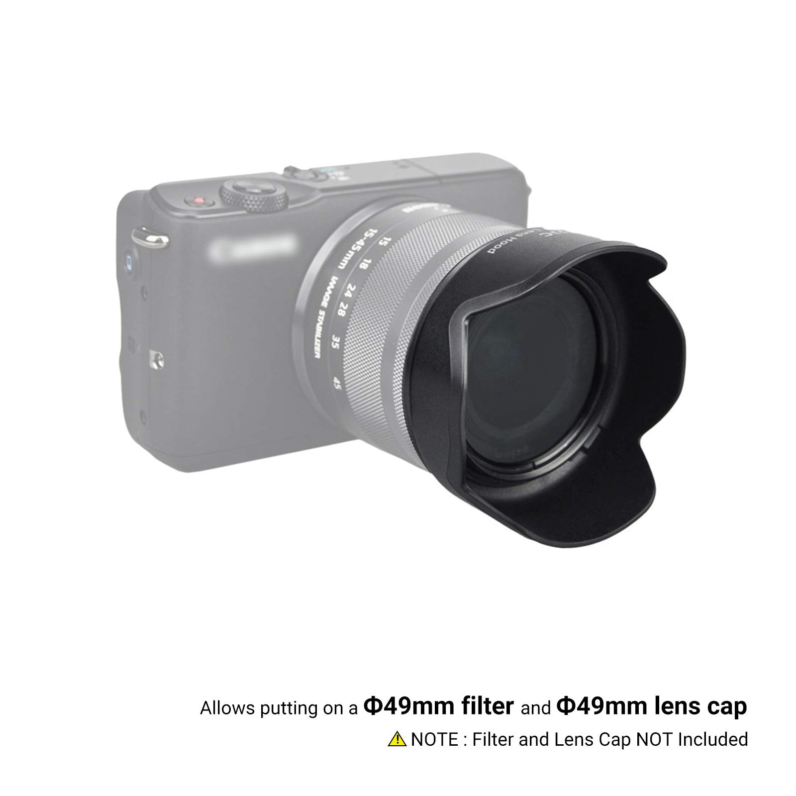 Reversible Lens Hood For Canon Ef M 15 45Mm F3.5 6.3 Is Stm And Rf S 18 45Mm F4.5 6.3 Is Stm Lens On Eos R100 R50 R10 R7 M50 M6