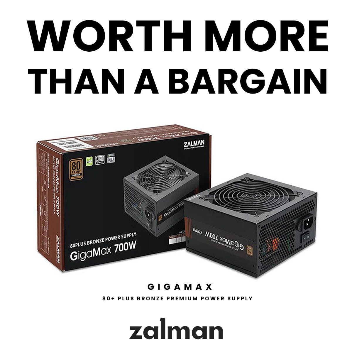 Zalman Gigamax 700W 80 Plus Bronze Certified Low-Noise Atx Power Supply, 105C-Rated Capacitors, +12V Output, Active Pfc, Highly