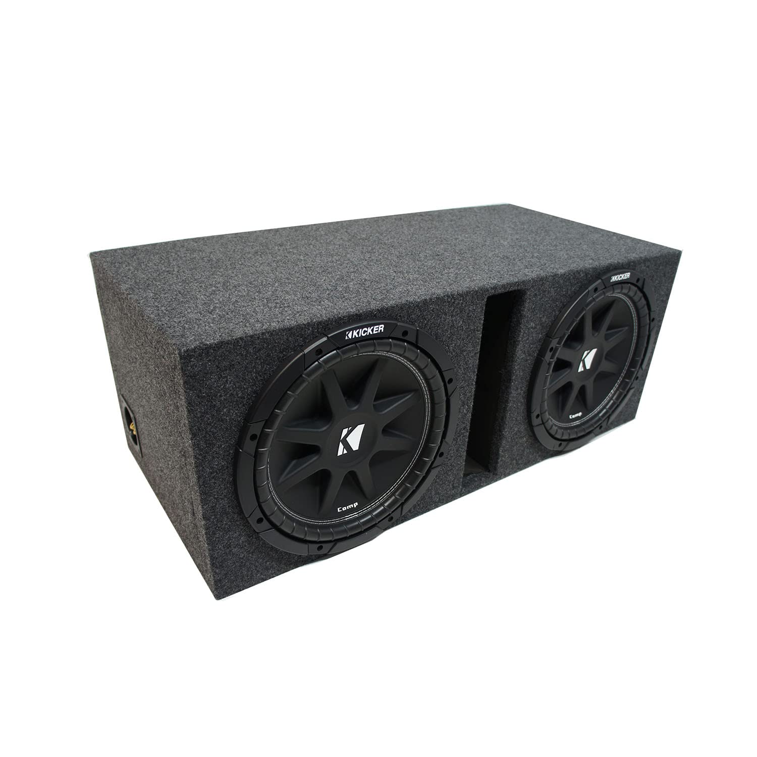 Kicker 43C124 N Bundle With Universal Car Stereo Vented Port Dual 12'' Comp C12 Sub Box Enclosure   Final 2 Ohm
