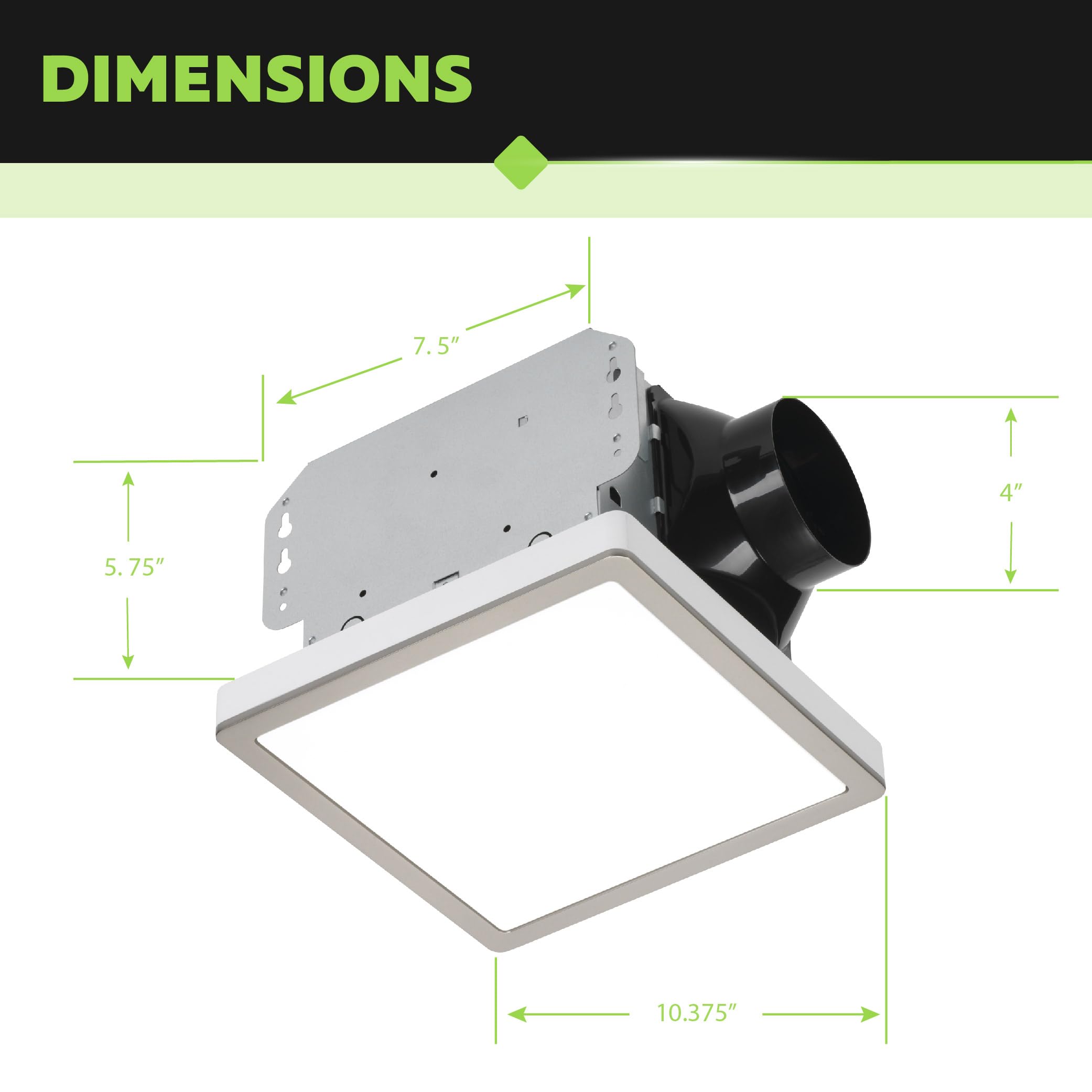 Homewerks 7105 12 Bn Bathroom Fan With Light 100 Cfm 2 Sones Square Ventilation Fan Dimmable Led Light And Magnetic Trim Ring Br