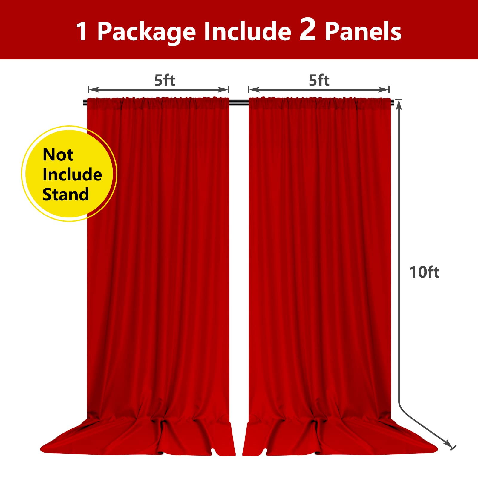 10Ft X 10Ft Red Backdrop Curtains For Party Valentine'S Day Arch Stage Wedding Ceremony Curtains Fabric Photography Backdrop For