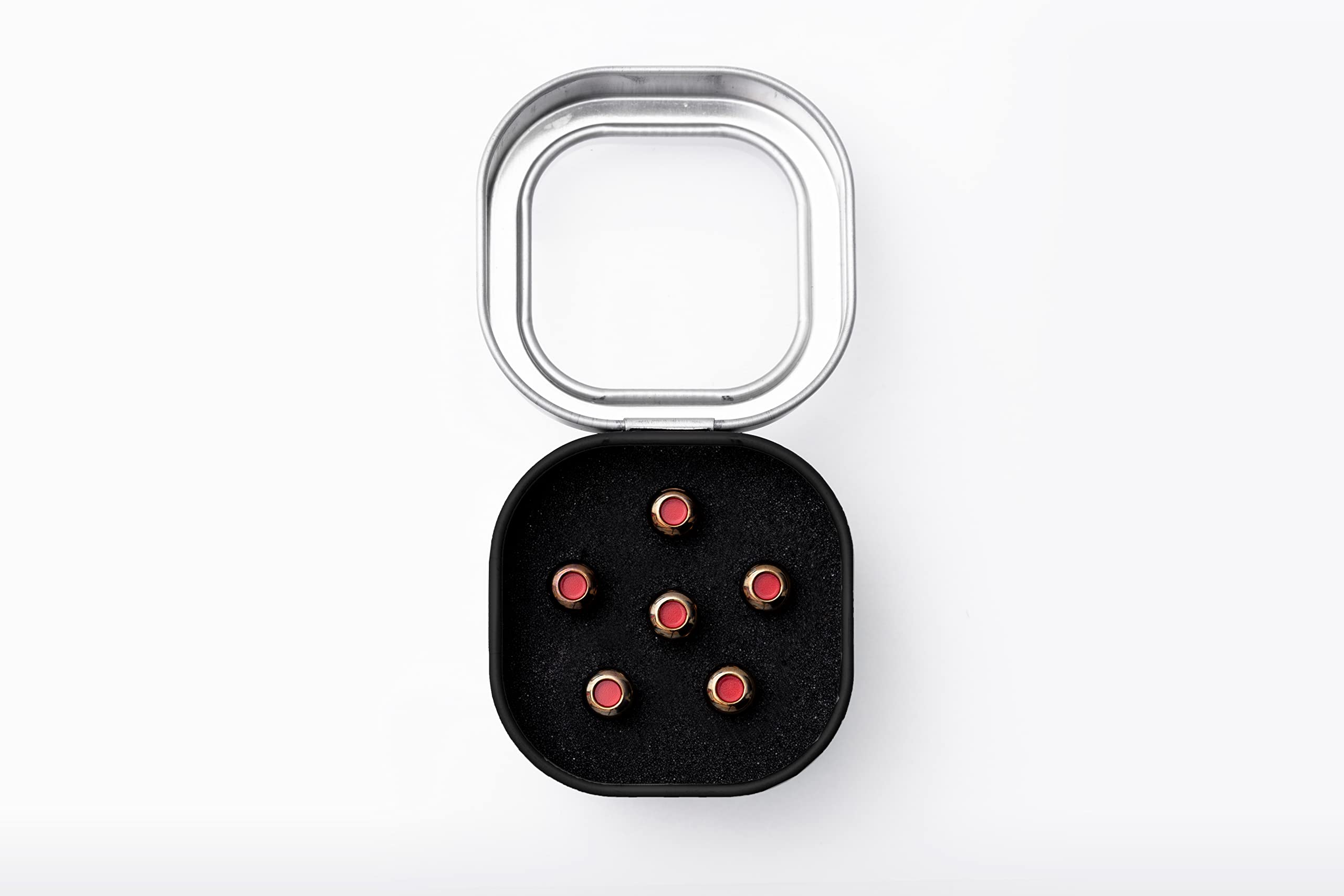 Martin Guitar Luxe By Martin Acoustic Guitar Bridge Pins, Acoustic Guitar Bridge-Pin Set, Gold With Red Inlay, 6 Pins Per Pack