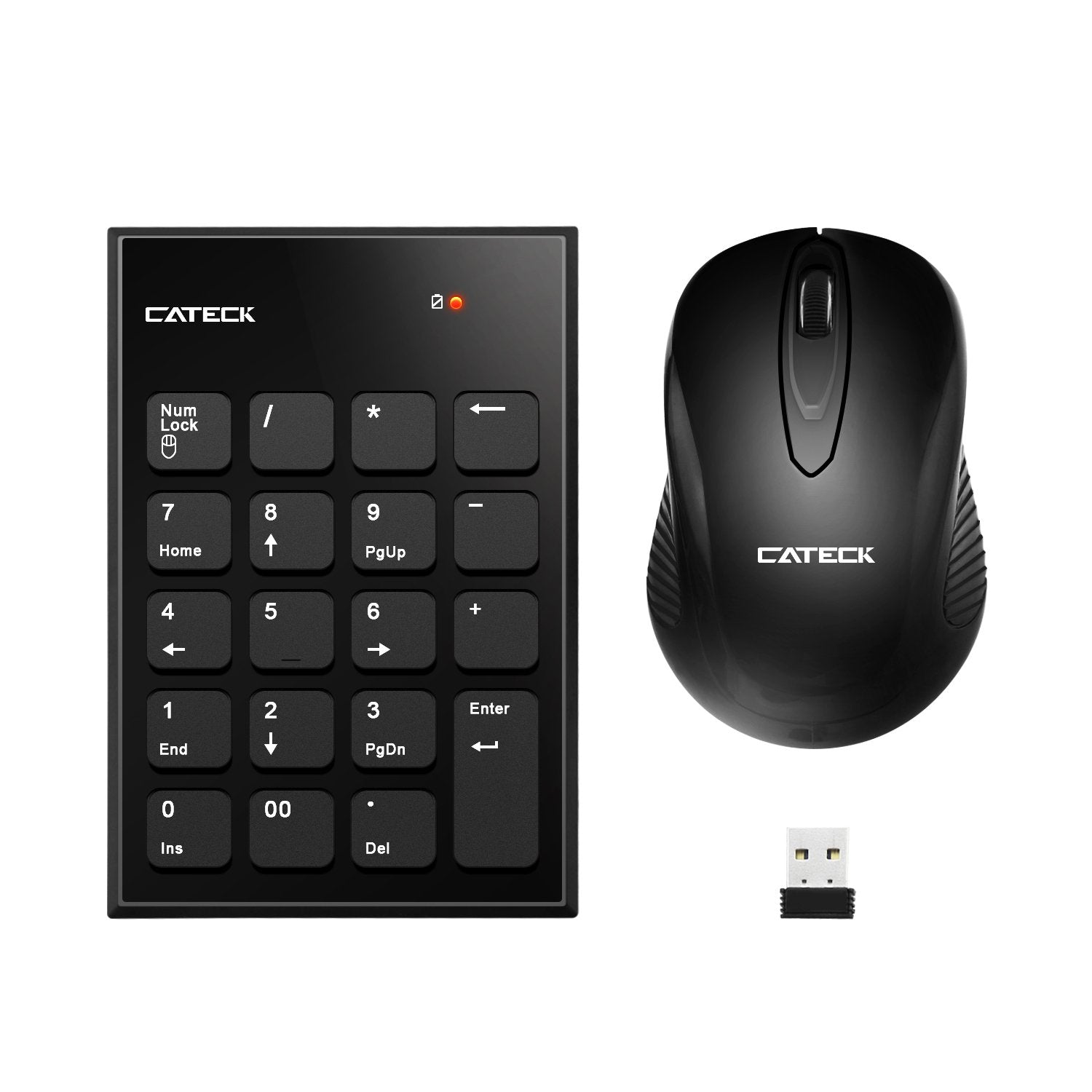 Numeric Keypad & Mouse Combo, Cateck 2.4G 19 Keys Wireless Mini Usb Number Pad Keyboard And Mouse Combo With Usb Receiver For La