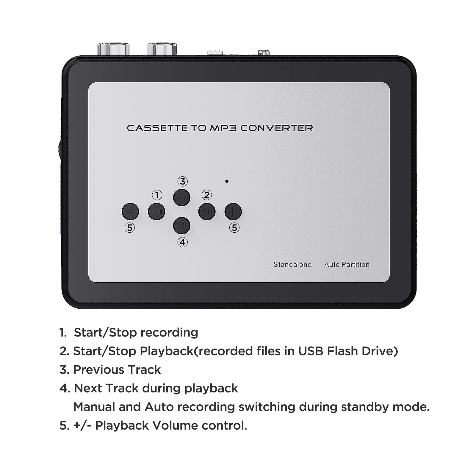Ezcap Cassette To Mp3 Converter, Digital Cassette Player Converts Tape To Mp3 Into Usb Flash Drive, No Pc Required No Bluetooth