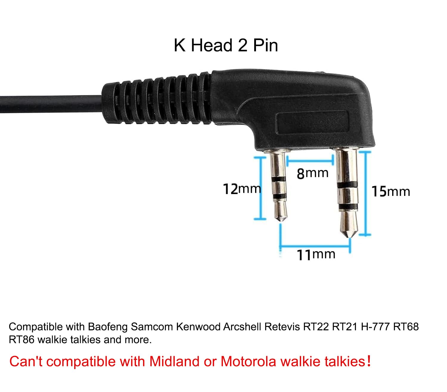 Retevis Overhead Walkie Talkie Headset With Boom Mic, 2 Pin, For Rt22 Rt68 Rt21 H 777 Rt27 Rt86 Rb26 Rb68, Compatible With Baofeng Uv 5R Bf F8Hp Pxton Walkie Talkies, Two Way Radio Headset(1 Pack)