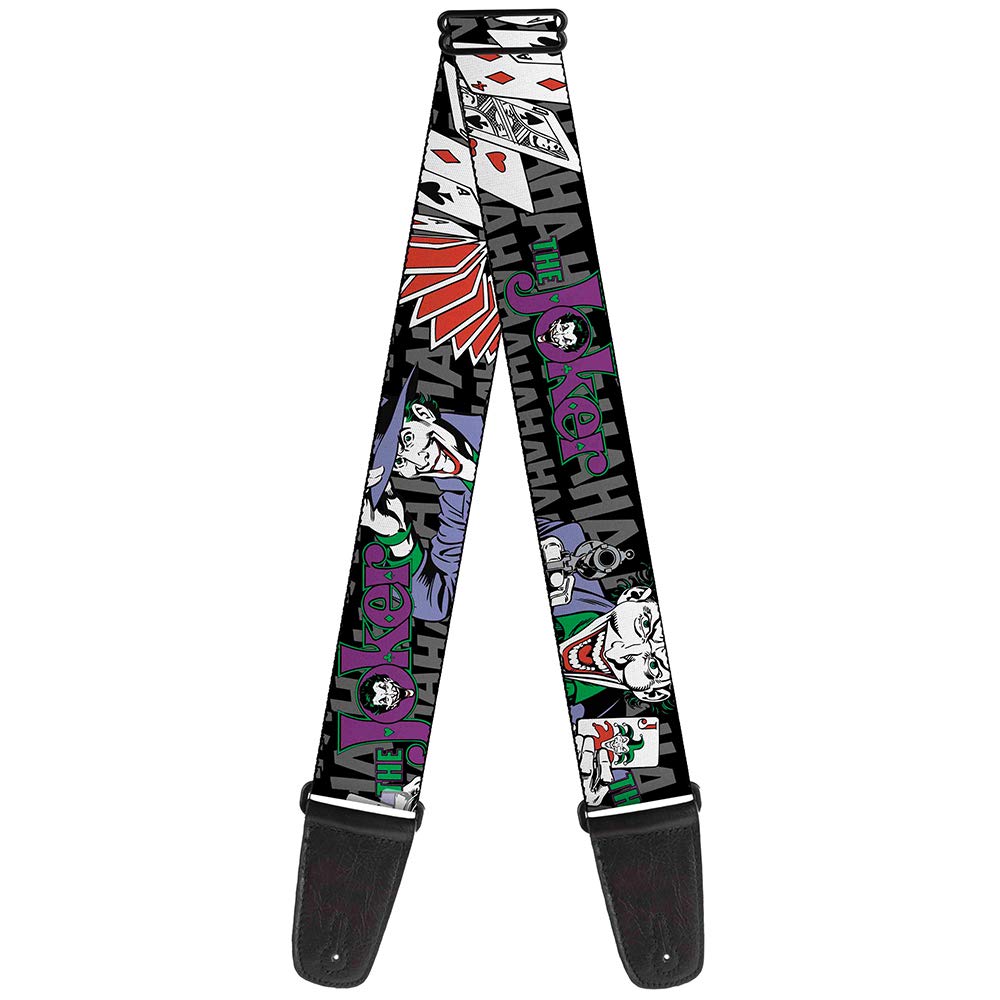 Buckle Down Guitar Strap   The Joker Pose/Cards/Hahahaha Black/Gray   2'' Wide   29 54'' Length