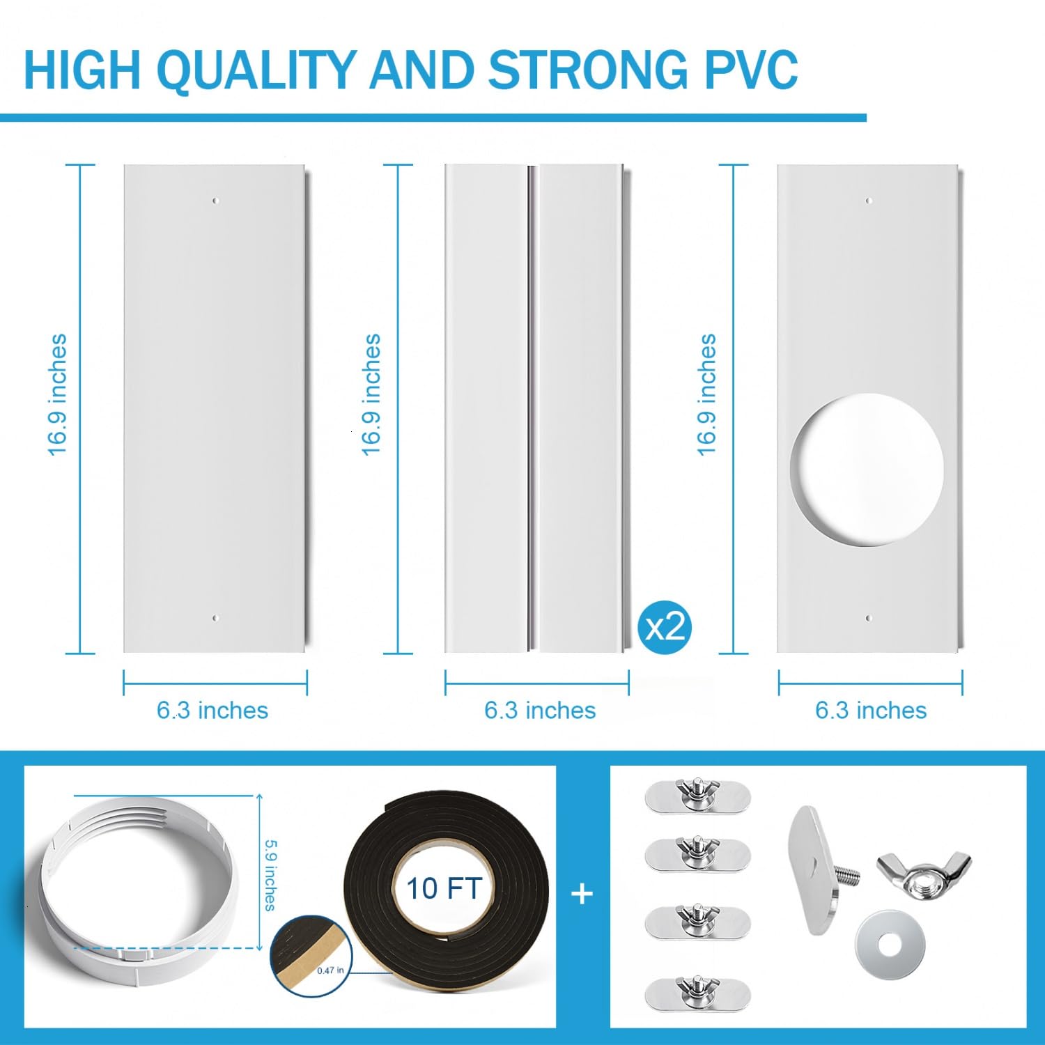 Yoleshy Portable Air Conditioner Window Kit With Coupler Adjustable Window Seal For Ac Unit, Sliding Ac Vent Kit For Exhaust Hos