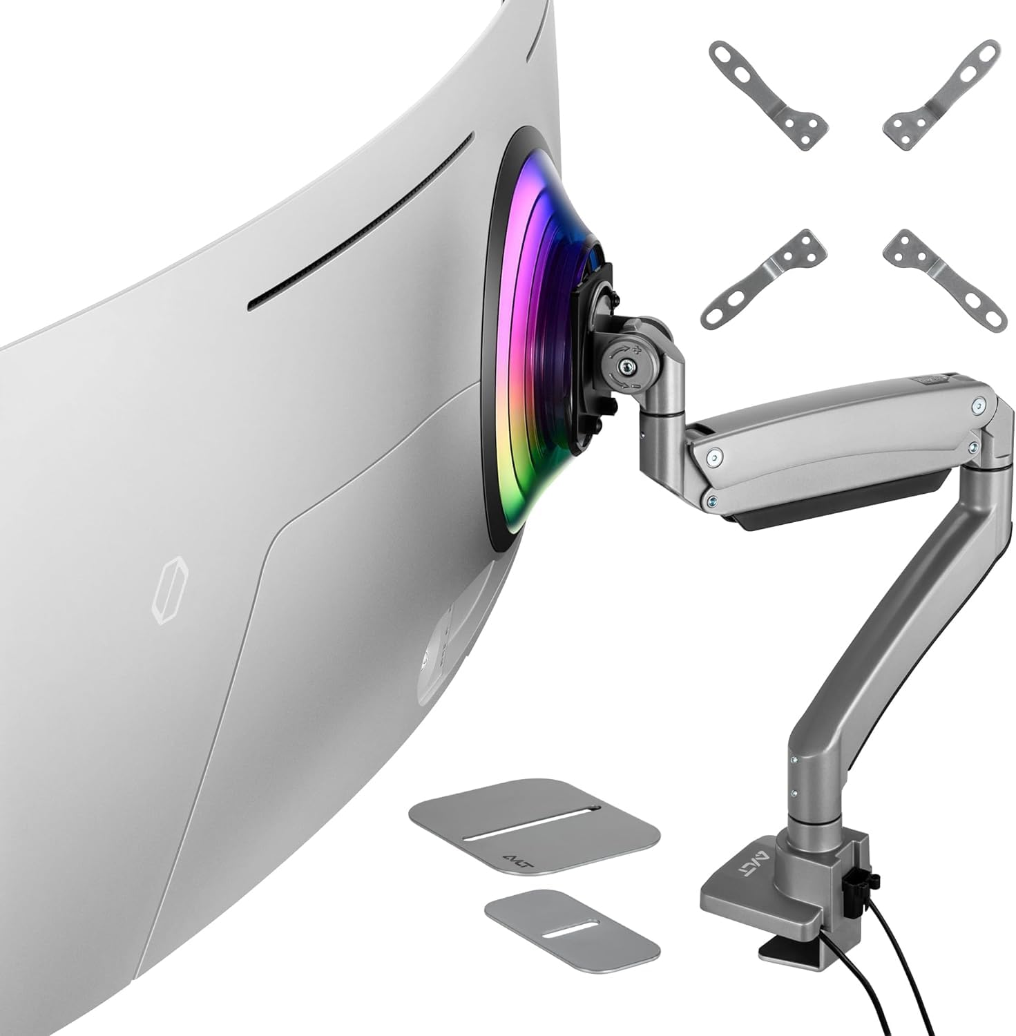 Avlt Single 17'' 57'' Super Ultrawide Monitor Arm For Screens Up To 59.5 Lbs, Premium Aluminum Desk Stand, Adjustable Pneumatic