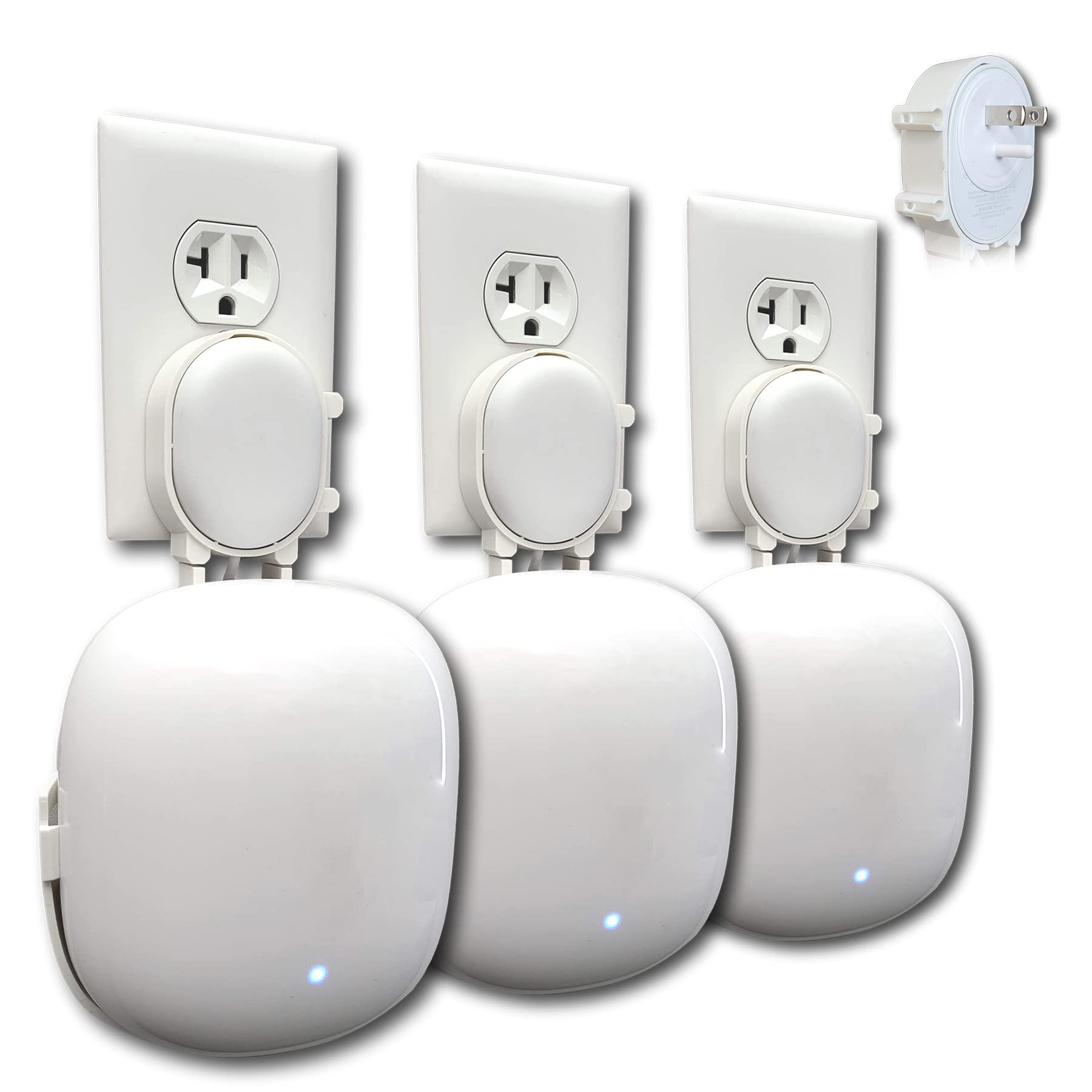 The Nest Wifi Pro Genie Wall Mount Outlet Holder Stand (3 Pack) | Lowest Profile | Open Access | No Messy Screws Or Tape | Reinf