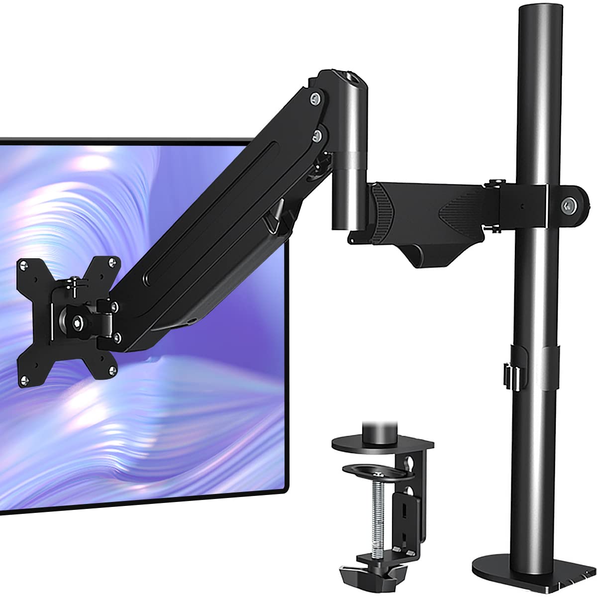 Suptek Single Monitor Mount Stand Height Adjustable Gas Spring Monitor Arm Desk Mount For Computer Screen 17 To 27 Inches,Vesa B