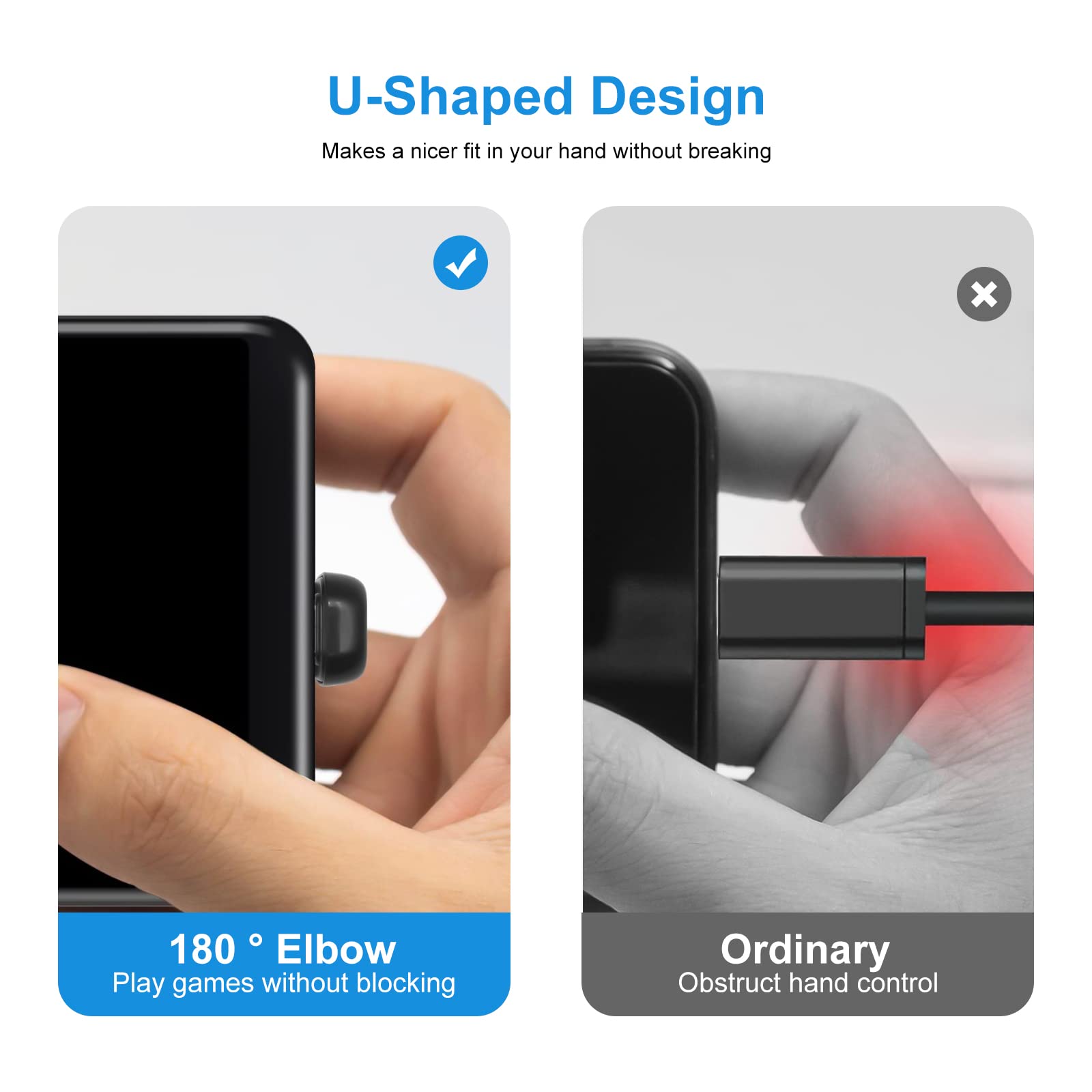 Usb C 180 Degree Angled Adapter, U Shape Usb C 2.0 Male To Female Adapter, Type C Angled Adapter Data Transfer Connector Compati