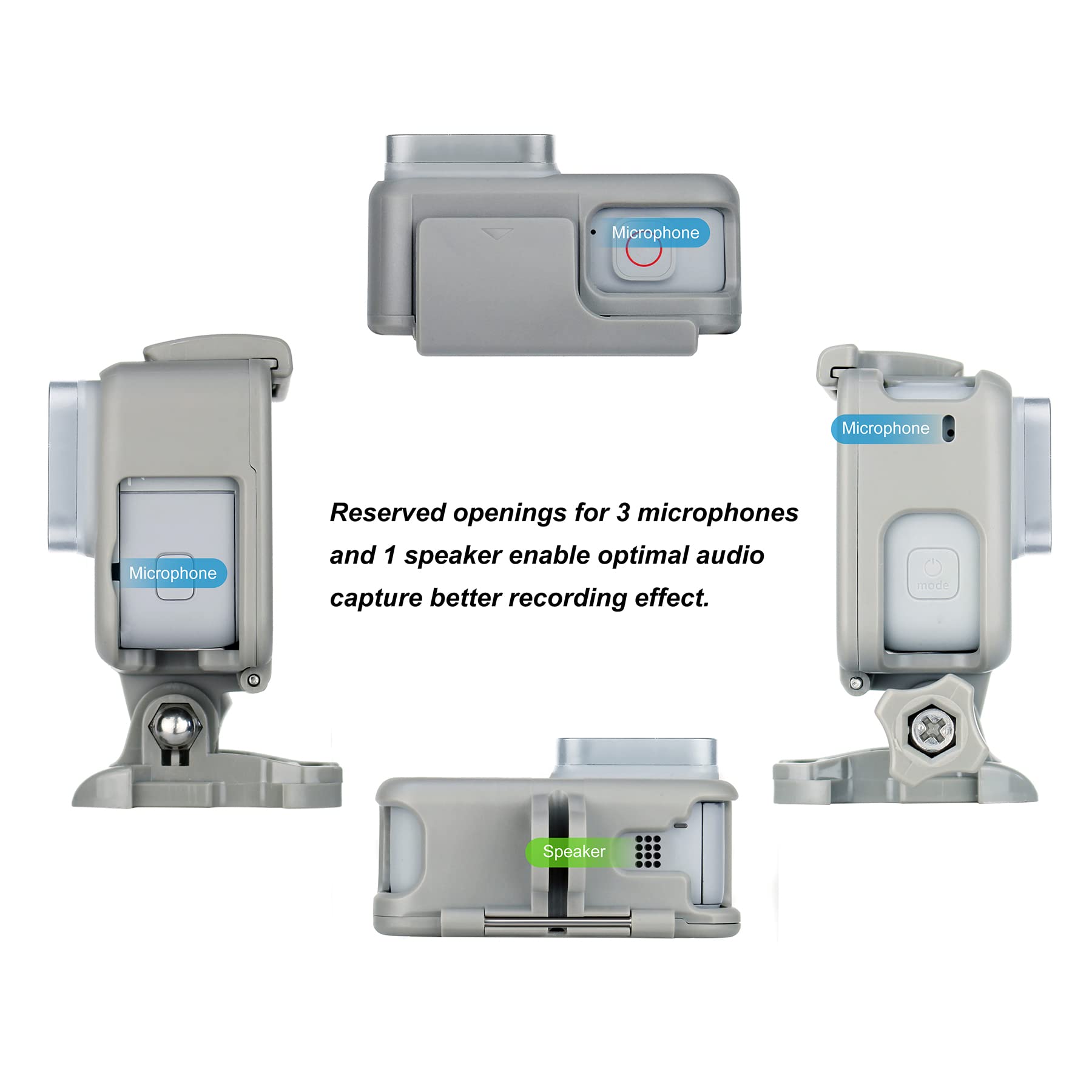 Yallsame Frame Mount Case Housing For Gopro Hero7 White Black Dusk White Silver/ Hero6/ Hero5/ Hero(2018) Action Camera Function