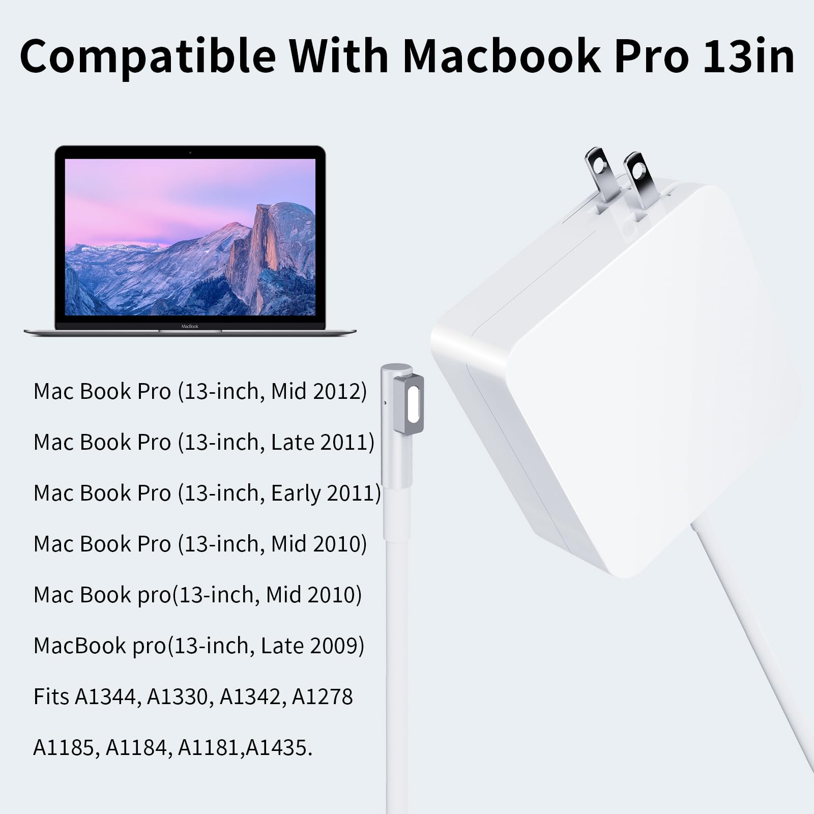 Mac Book Pro Charger, For Mac Book Pro 13 Inch Display Ac 60W L Tip Connector,Compatible With Mac Book(2009 2010 2011) Old Mac B