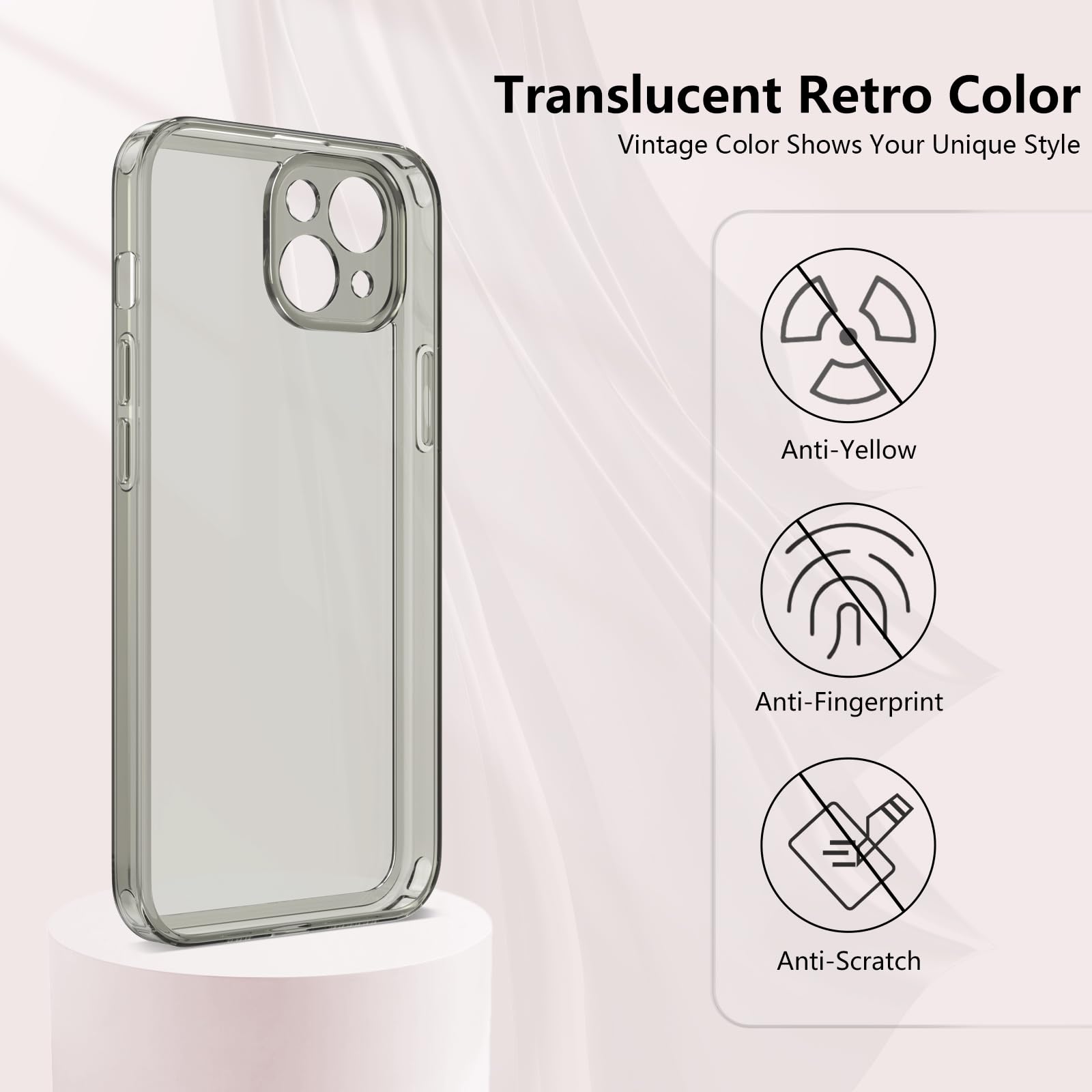 ZTOFERA iPhone 13 6.1 inch Clear Shockproof Protective Silicone Phone Case Gray