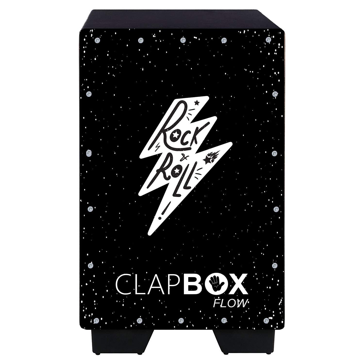 Clapbox Flow Graphic Cajon  Walnut Wood (H:50 W:30 L:30)   3 Internal Snares, Black (Disco) (Rock & Roll)
