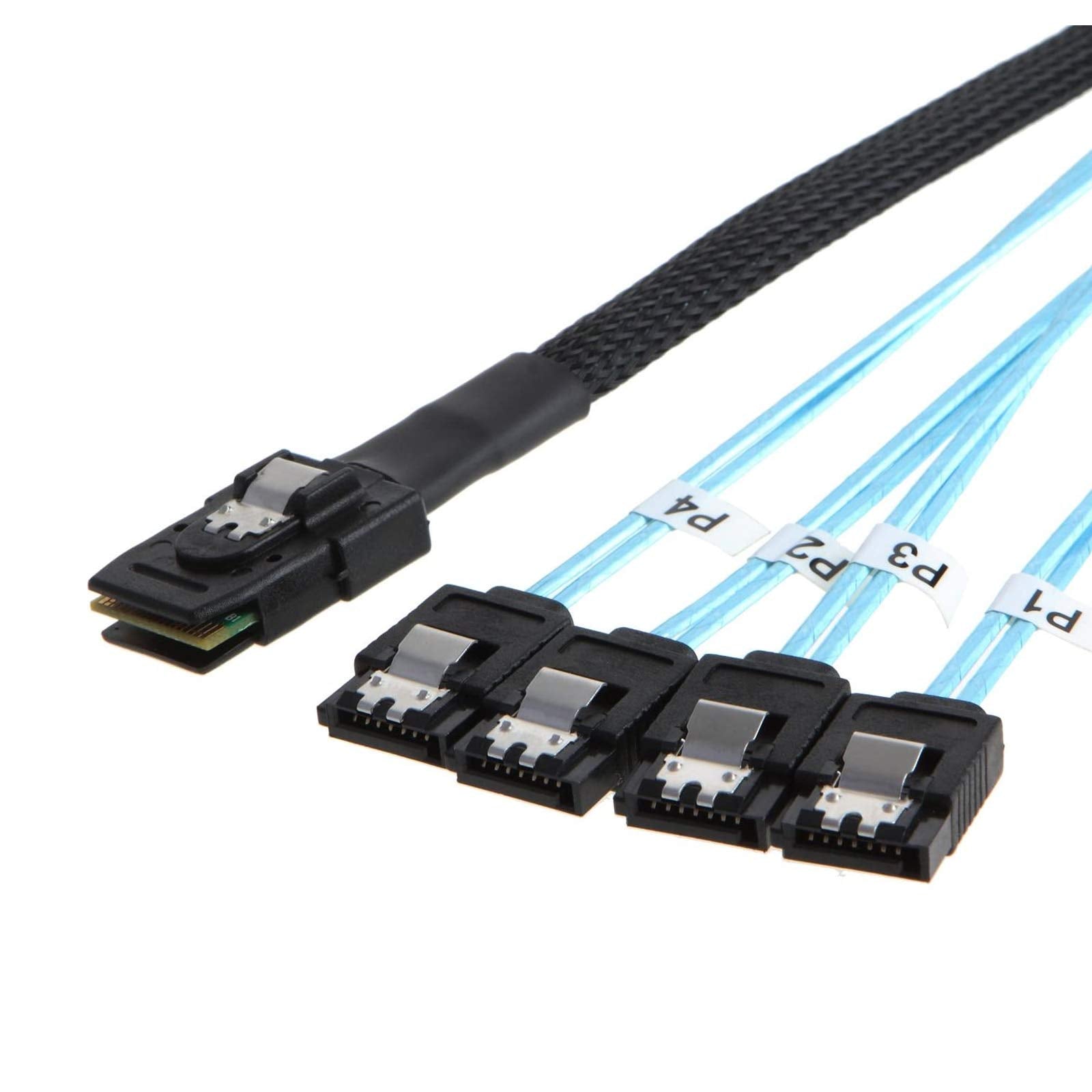 Cablecreation Mini Sas To 4 Sata Cable(5Pack), 36 Pin Sff 8087 Host/Controller To 7 Pin Sata Target/Backplane, Compatible With P