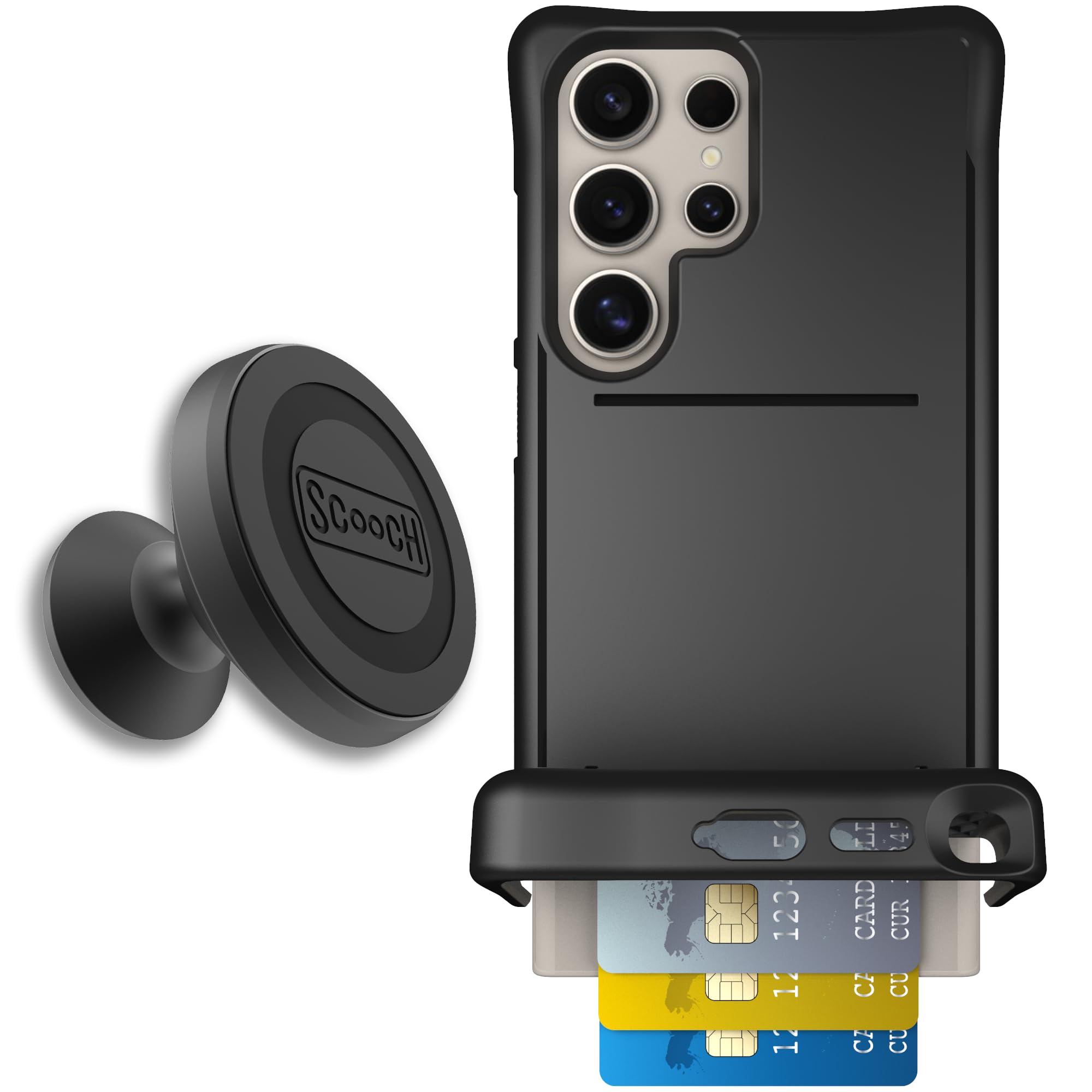 Scooch for Samsung Galaxy S24 Ultra Case with Card Holder, Wingmate Wallet Case with Hidden Card Slot, Bundled with Wingmount Ma