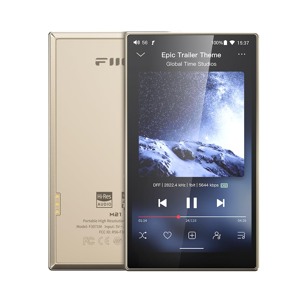 FiiO M21 Android 13 Portable Music Player MP3 Snapdragon 680 4* CS43198 DAC Chips Hi-Res Audio DSD Bluetooth LDAC (Titanium Gold