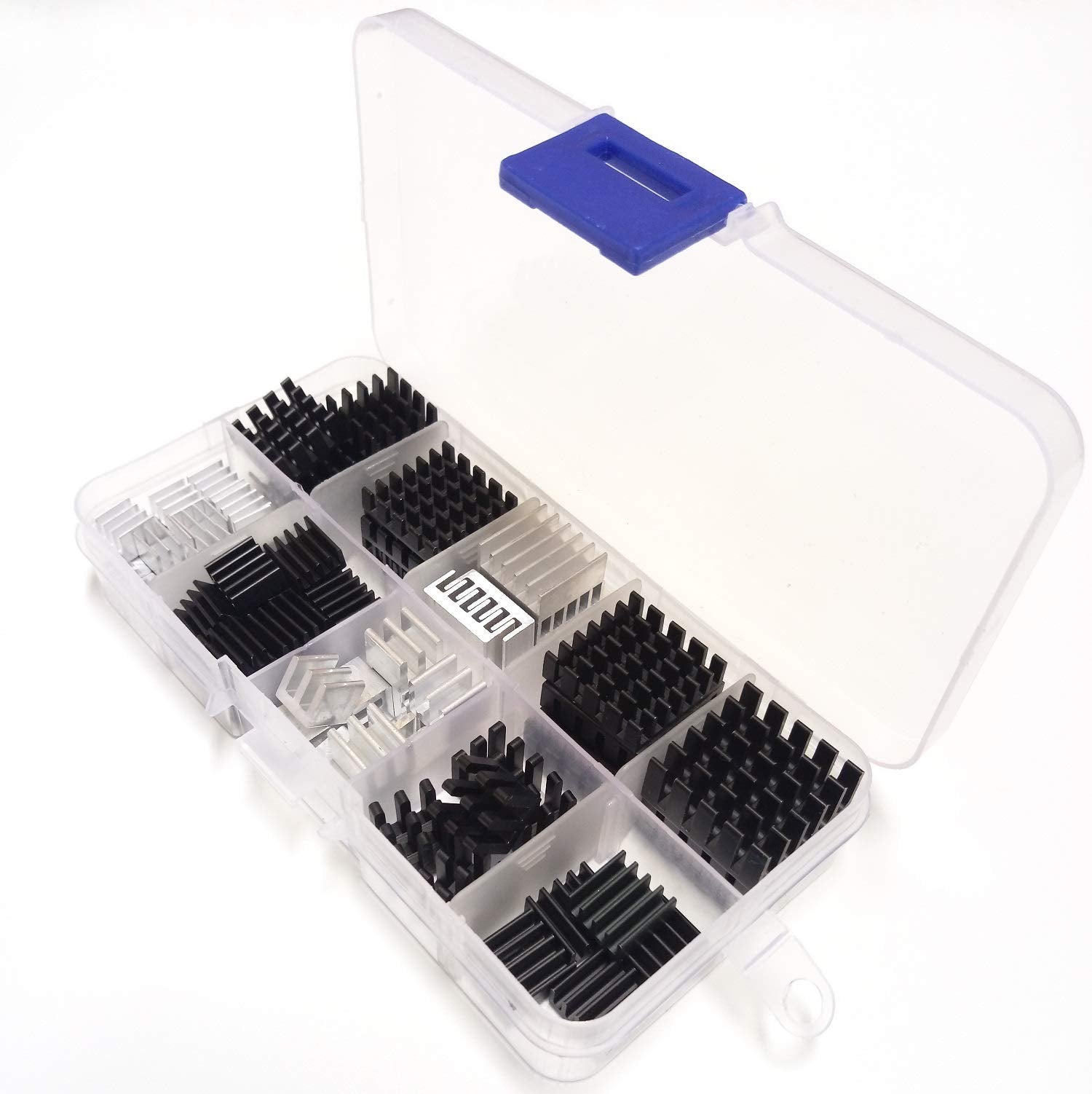Easycargo 100Pcs Heatsink Assortment Kit Small Cooler Aluminum Heatsink Set For Cooling Pc Laptop Ps5 M.2 Cpu Gpu Vga Ram Vram V