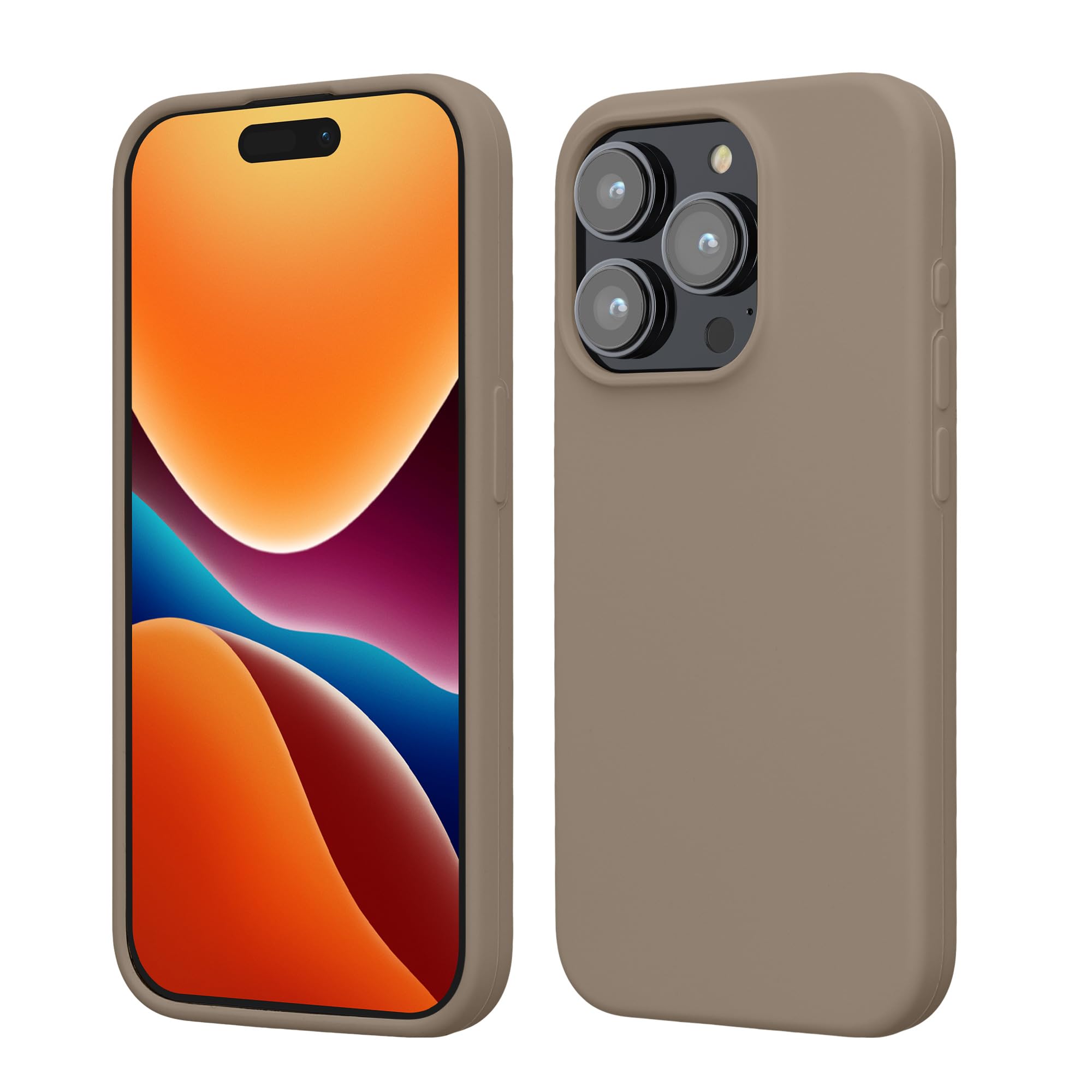 kwmobile Case Compatible with iPhone 15 Pro Case - Slim Soft TPU Silicone Cover - Taupe