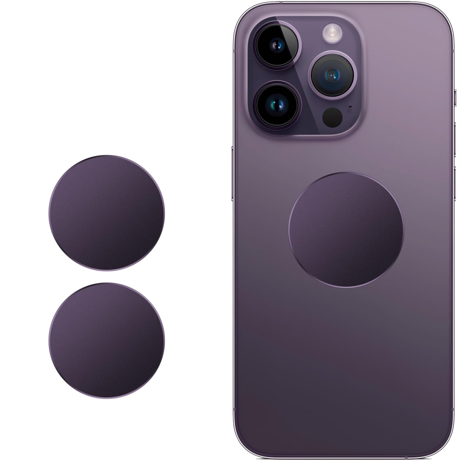 Metal Ring Plate For Phone Mount Car Holder Metal Stickers Plate Phone Magnet (Compatible With Magnetic Mounts) 1.50'' Frosted R