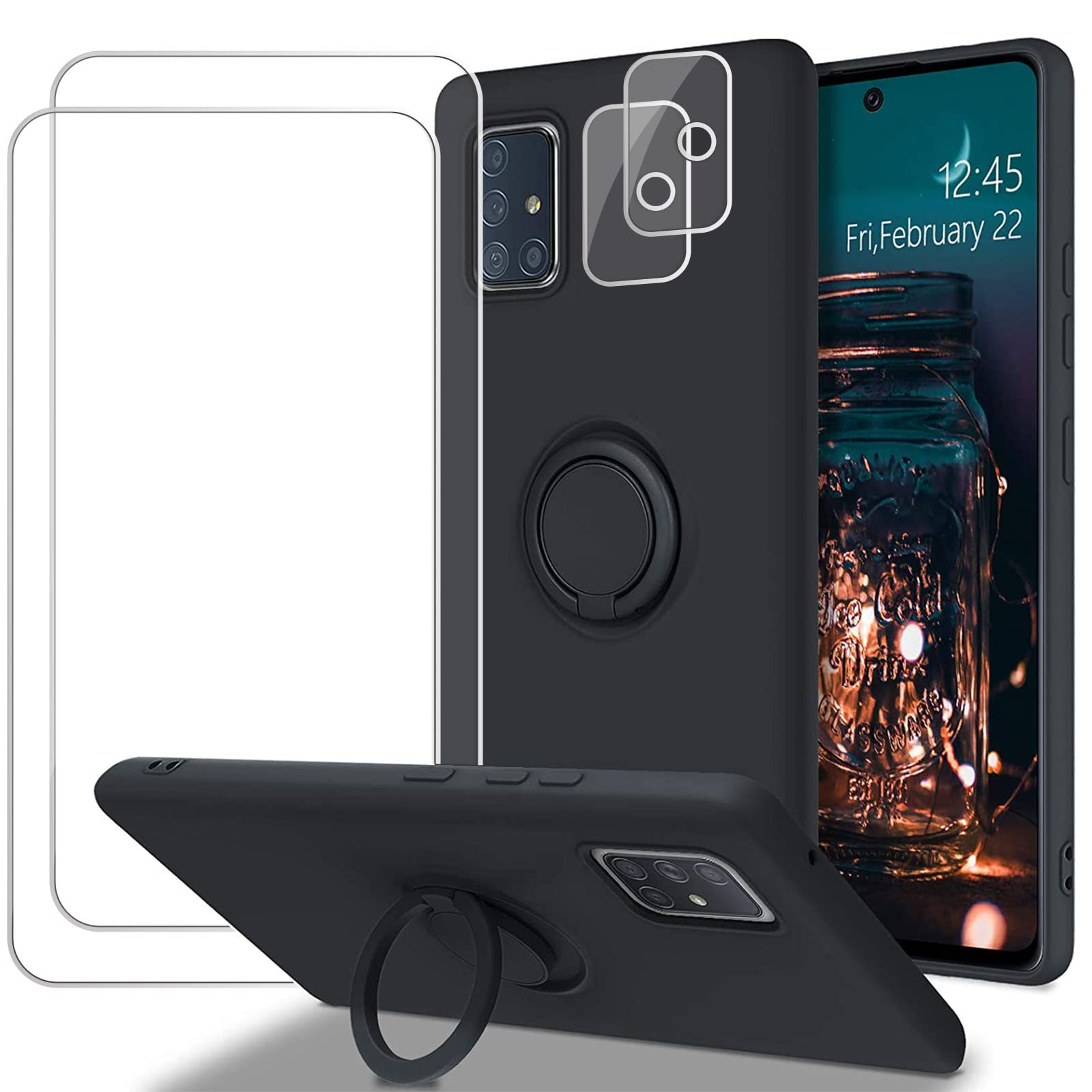 Esakycn For Samsung Galaxy A71 5G Case With Screen Protector [2 Pack] And Camera Lens Protector [2 Pack], Phone Case Silicone Ma